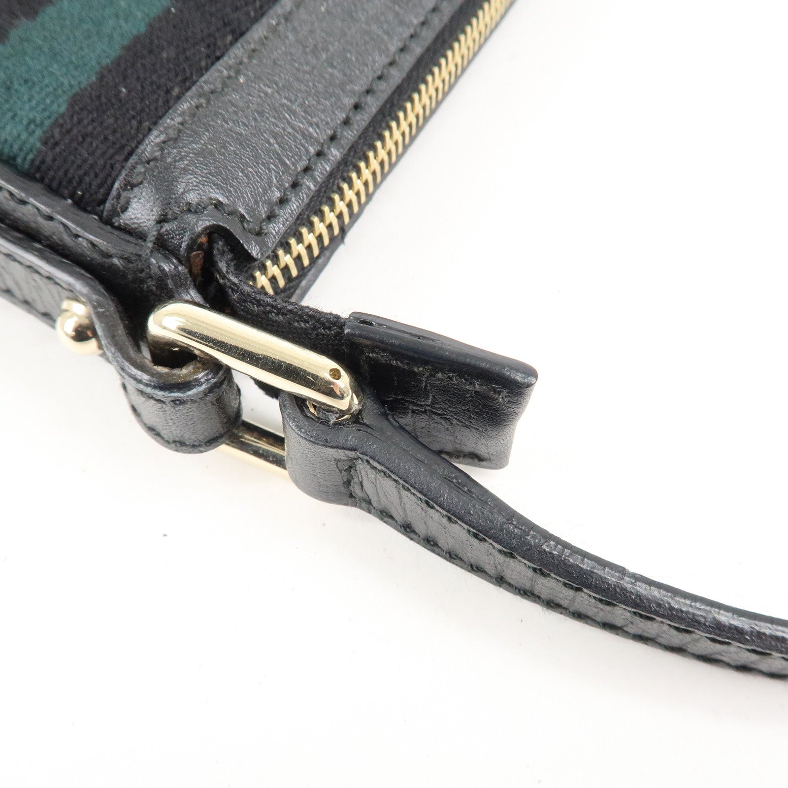 GUCCI Sherry GG Canvas Leather Shoulder Bag Black 145970 Used