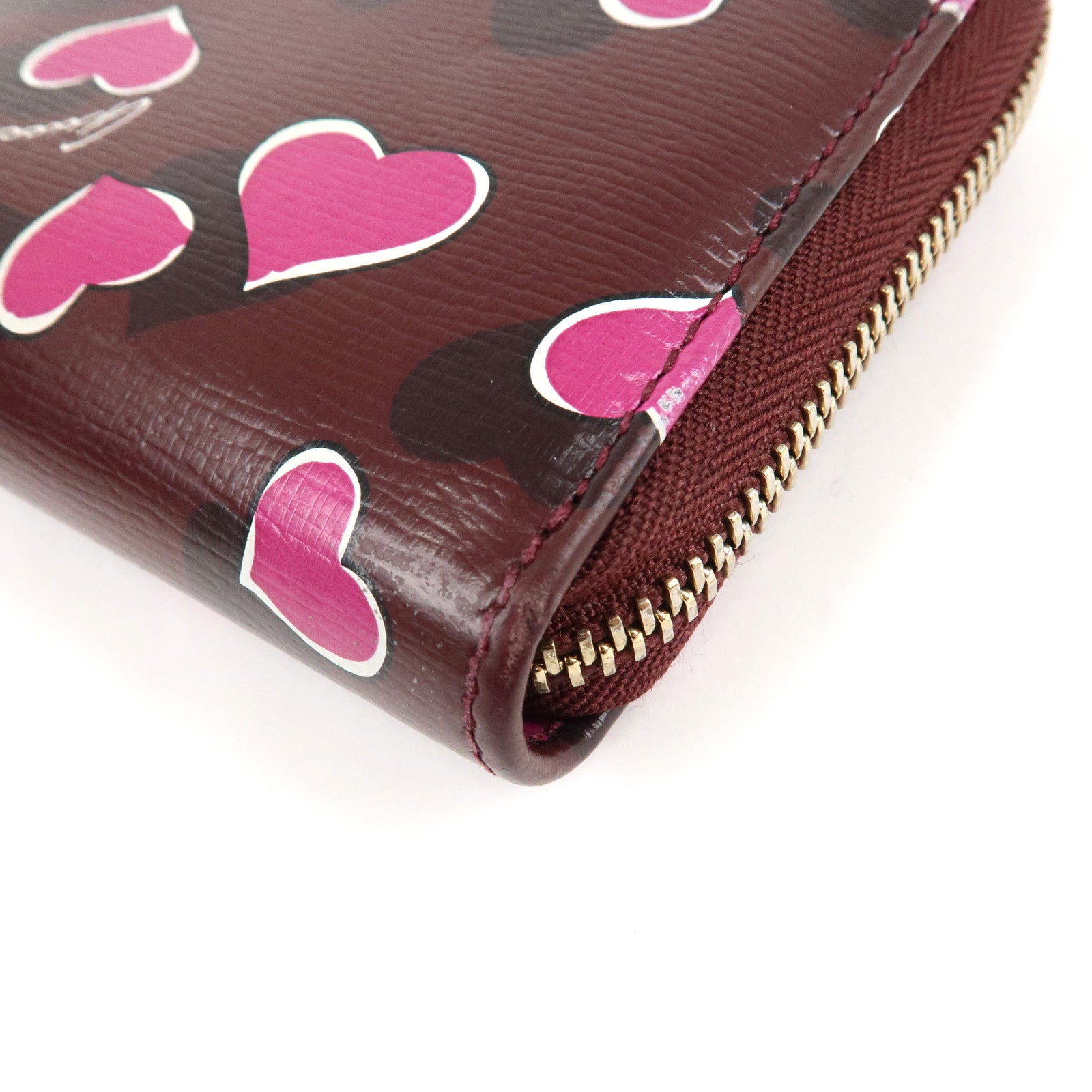 GUCCI Interlocking G Leather Long Wallet Heartbeat Print 309705 Used