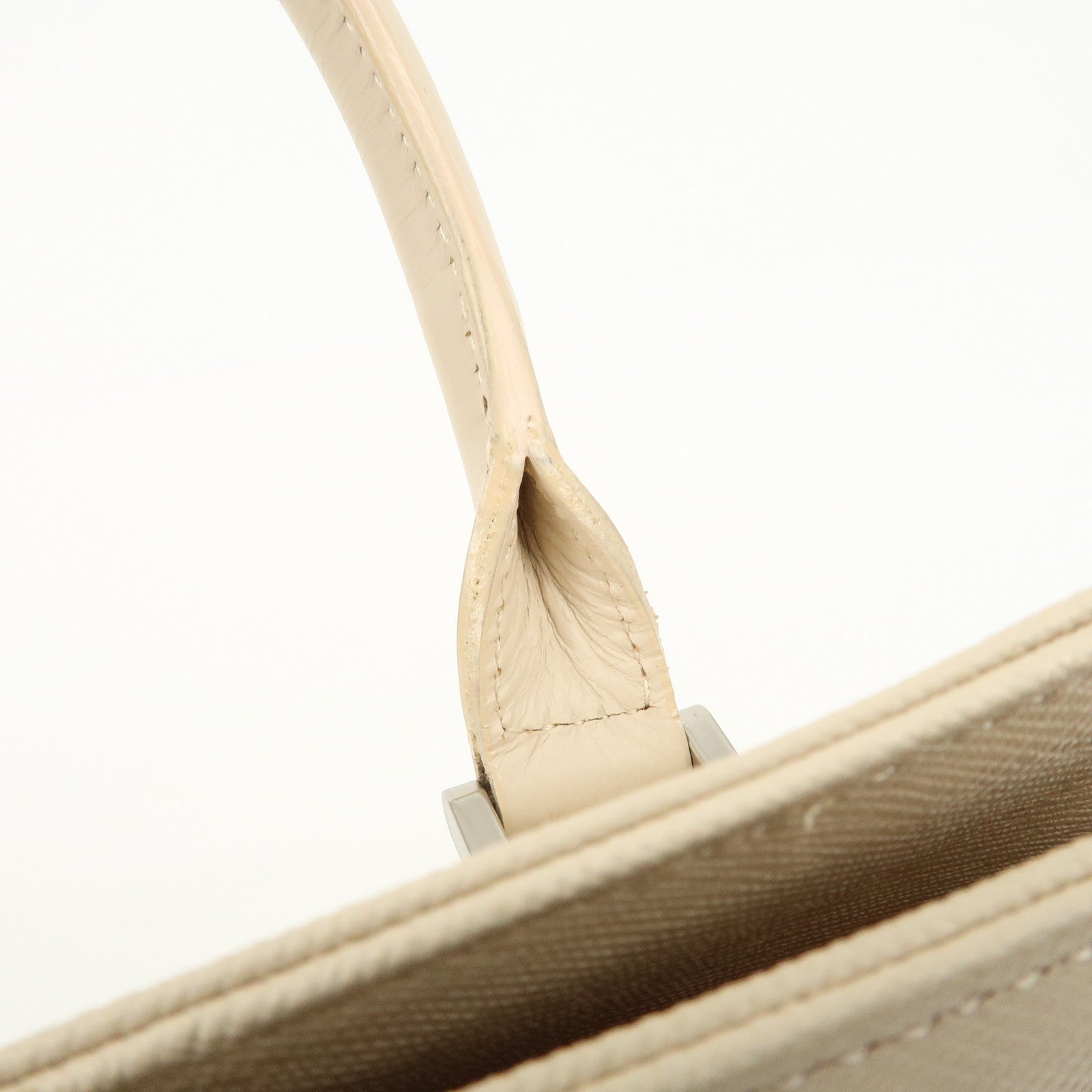 BURBERRY Leather Hand Bag Beige Used