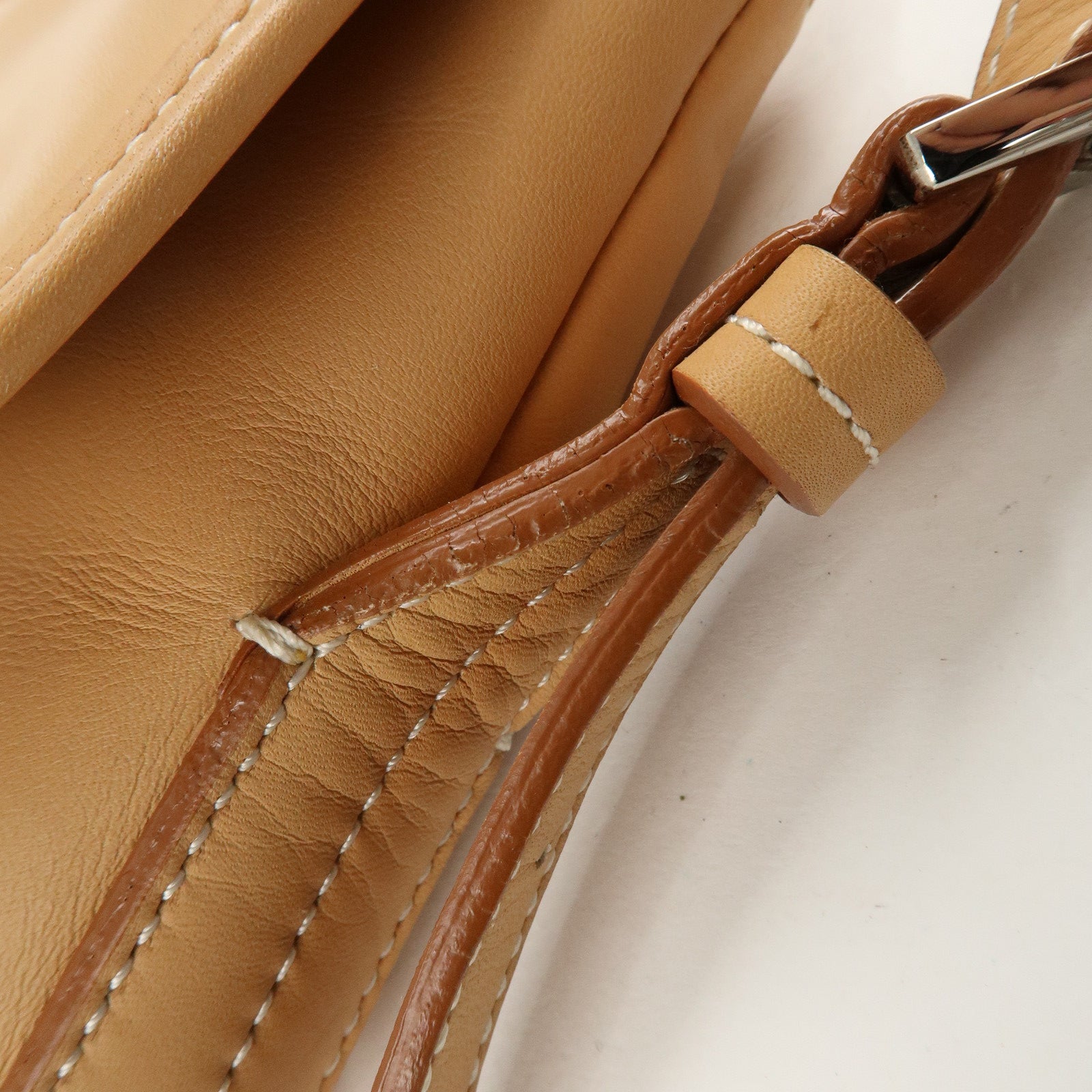BURBERRY Leather Shoulder Bag Crossbody Bag Beige Used