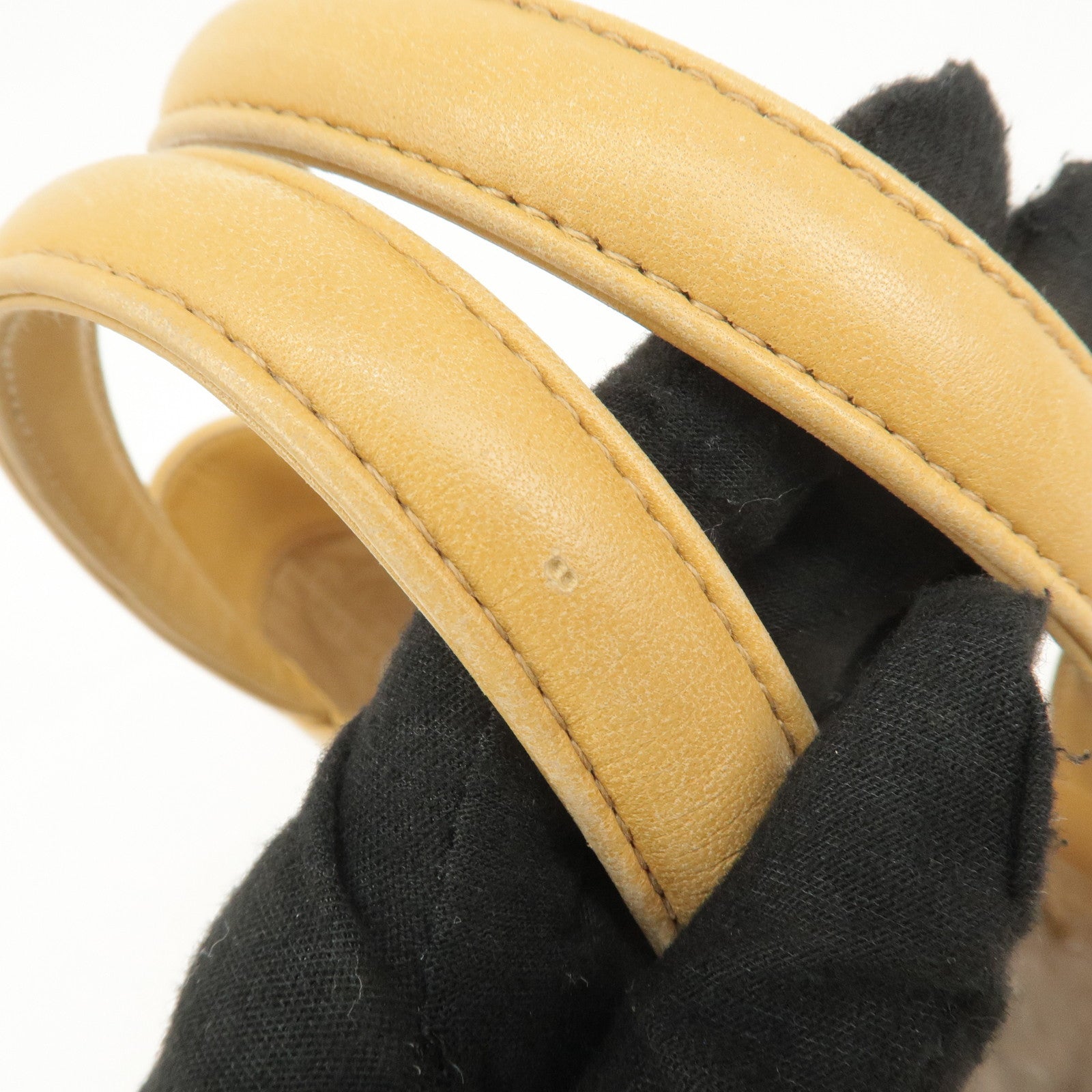 CHANEL Icon Line Leather COCO Mark Tote Bag Hand Bag Beige Used