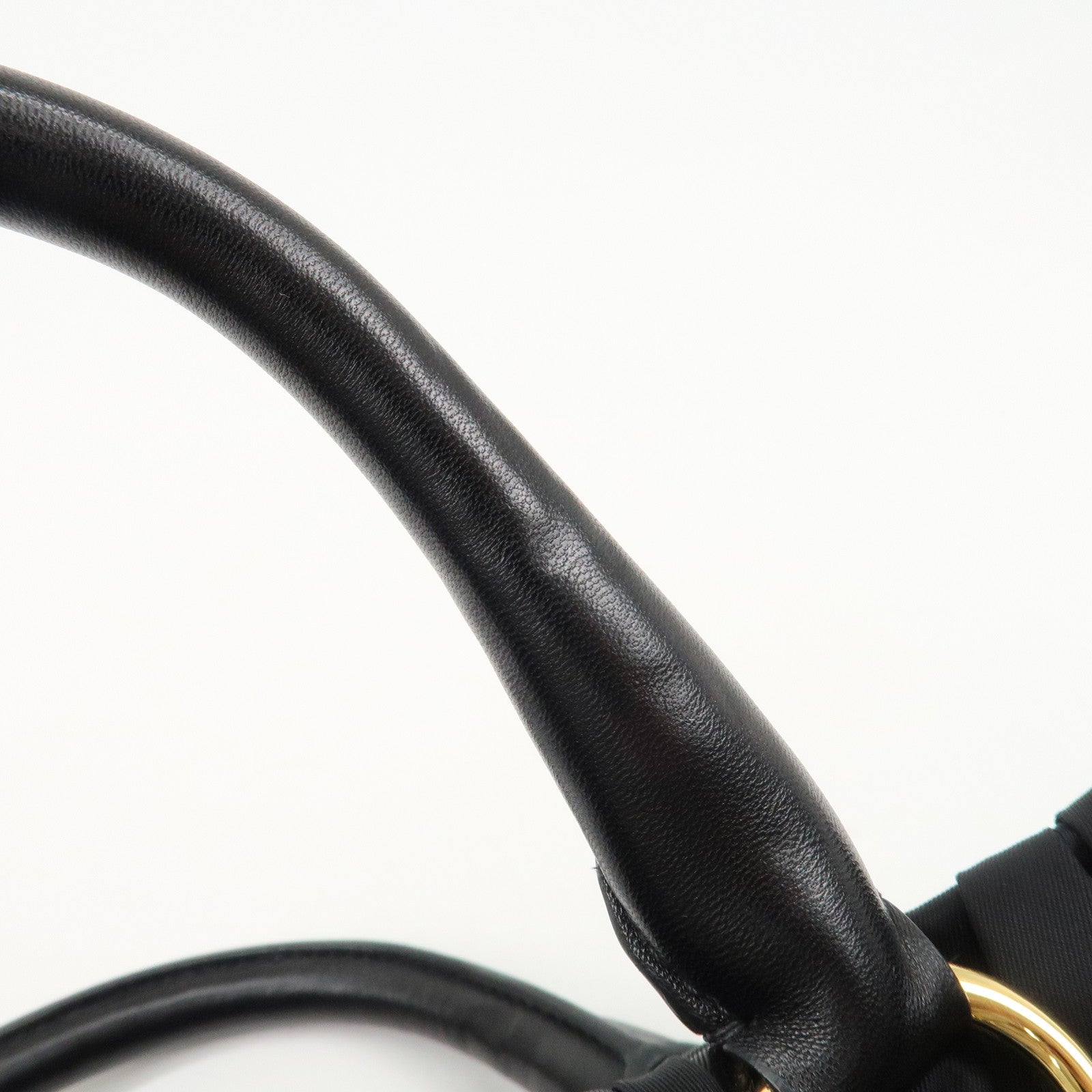 PRADA Logo Nylon Leather 2Way Bag Hand Bag Black NERO BN1407 Used