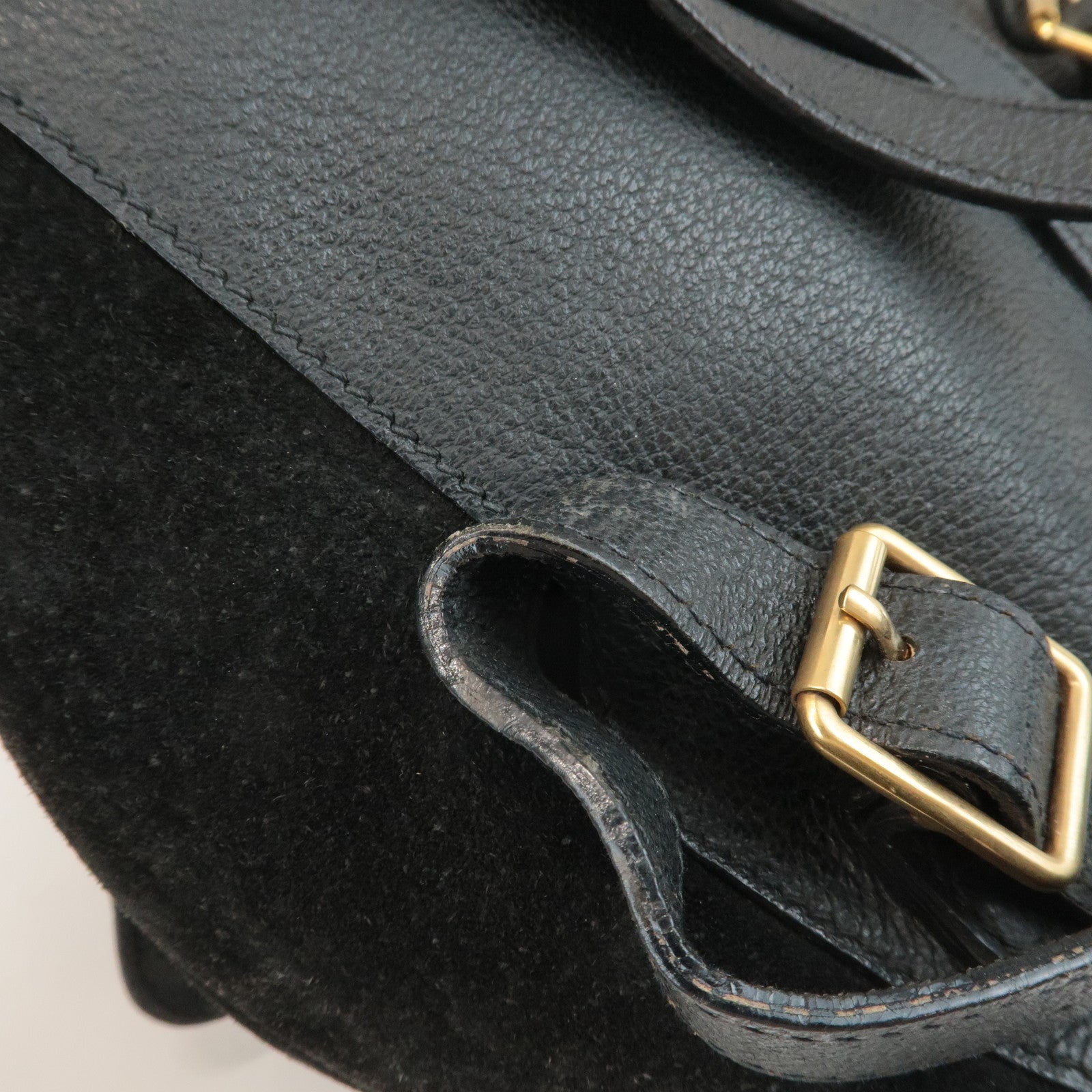 GUCCI Bamboo Suede Leather Mini Back Pack Black 00.2034.0030 Used