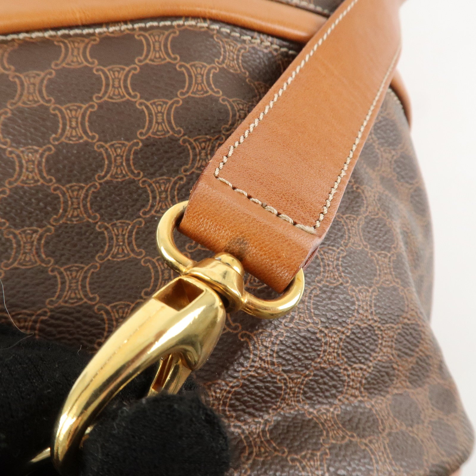 CELINE Macadam PVC Leather One Shoulder Bag Dark Brown Used