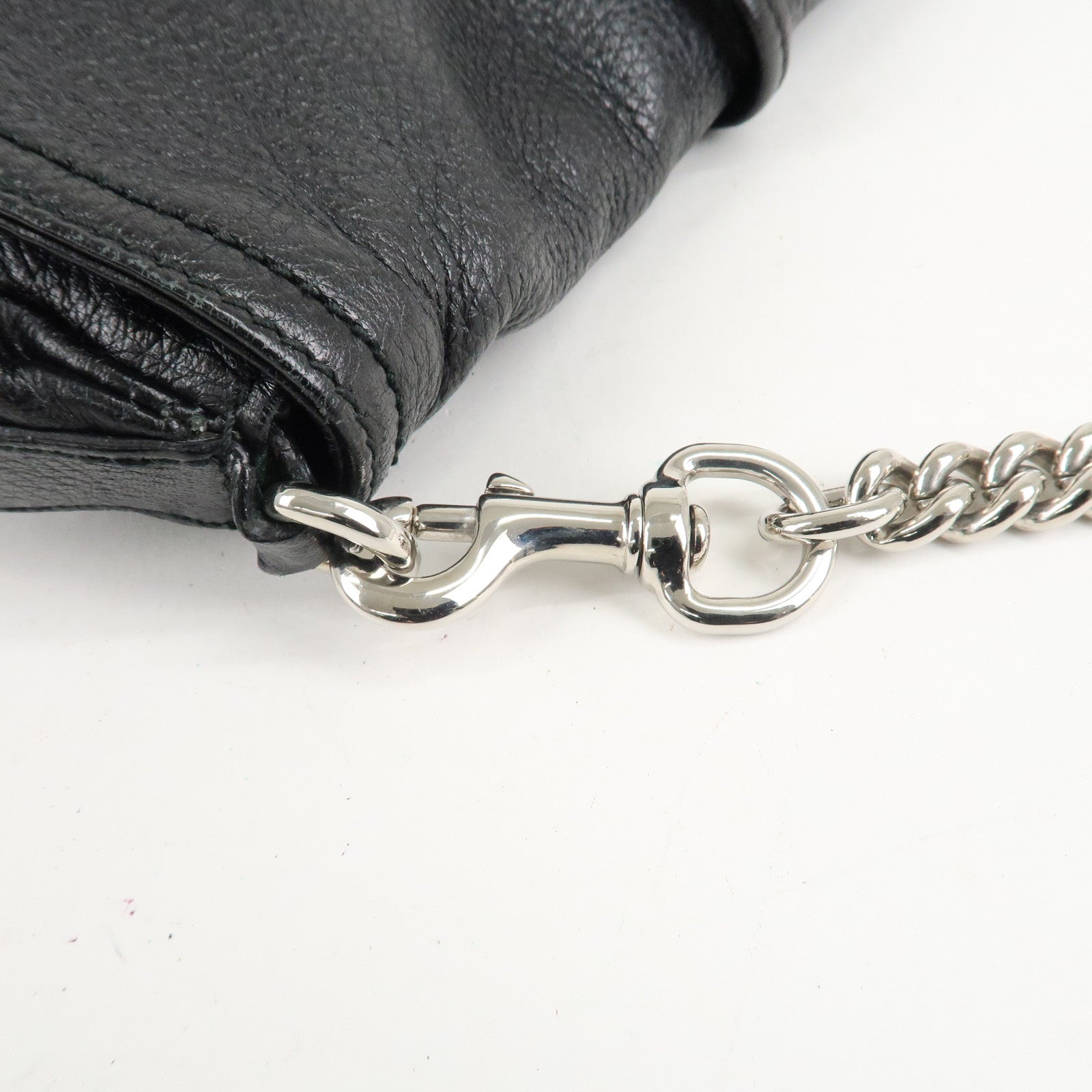 GUCCI Bamboo Leather Chain Shoulder Bag Black 235320 Used