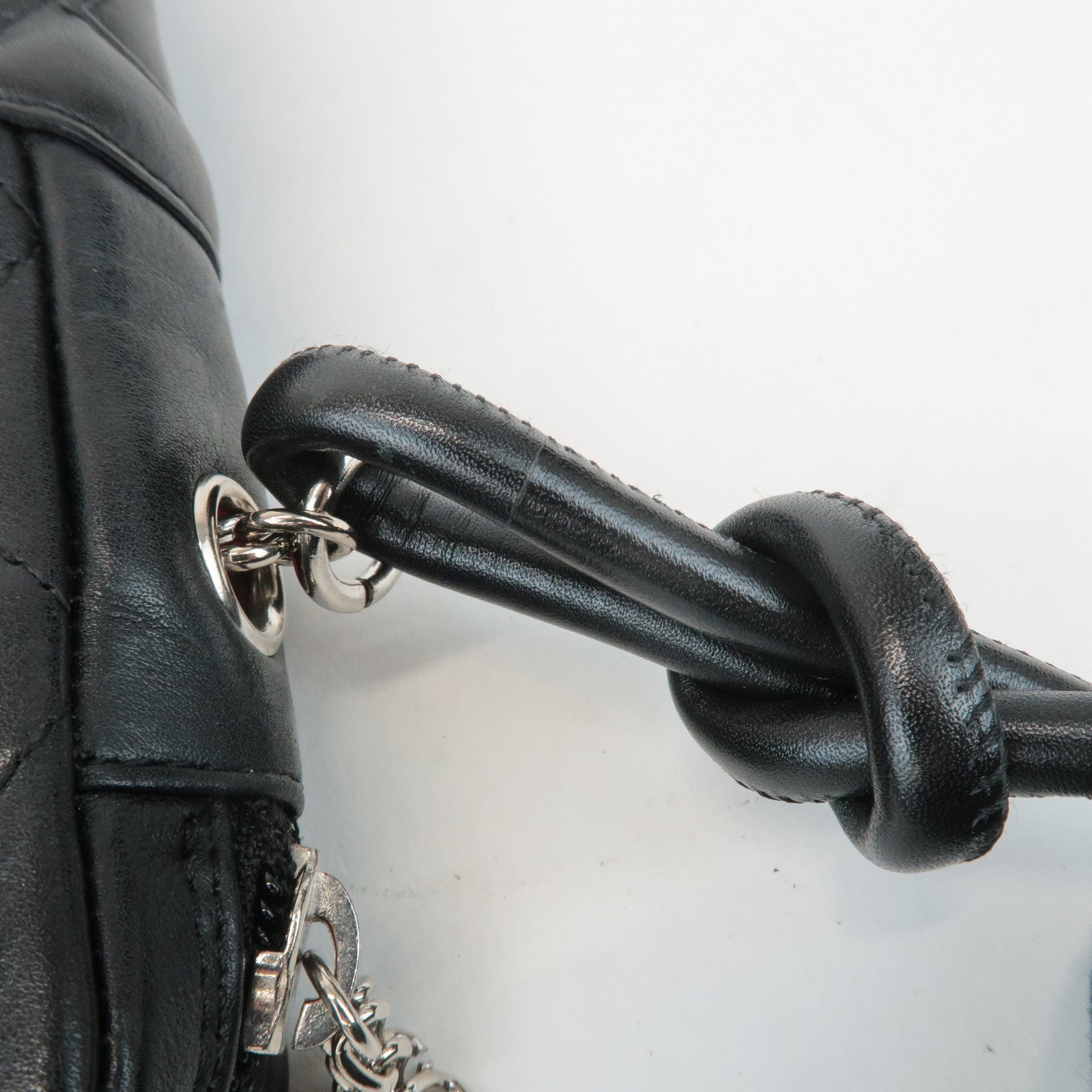 CHANEL Cambon Lamb Skin Medium Pochette Shoulder Bag A25178 Used