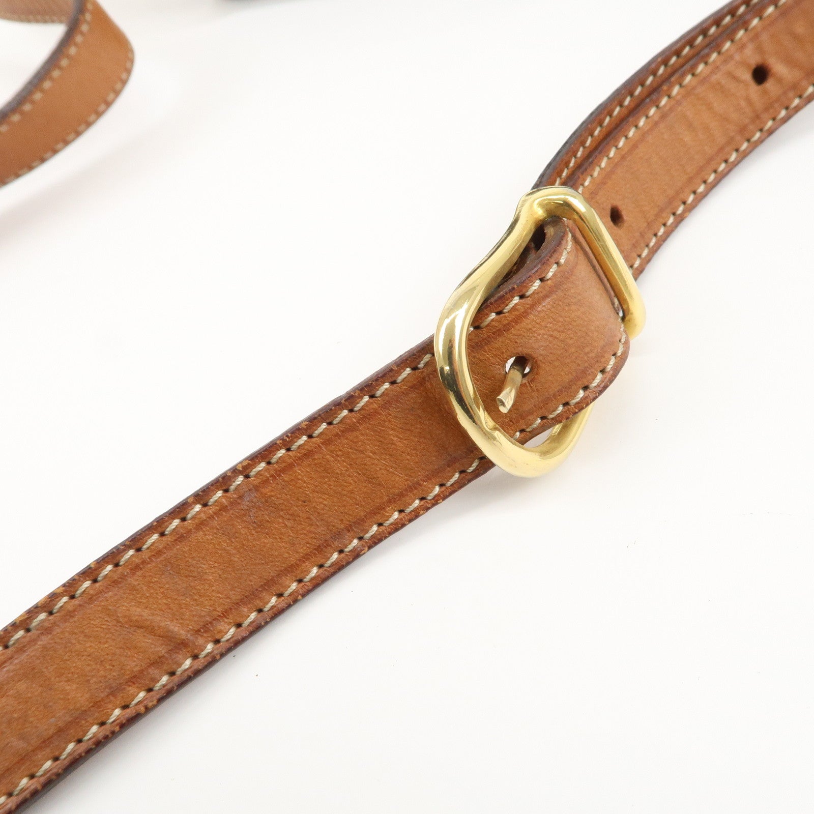 CELINE Macadam PVC Leather Shoulder Bag Brown Gold Hardware Used