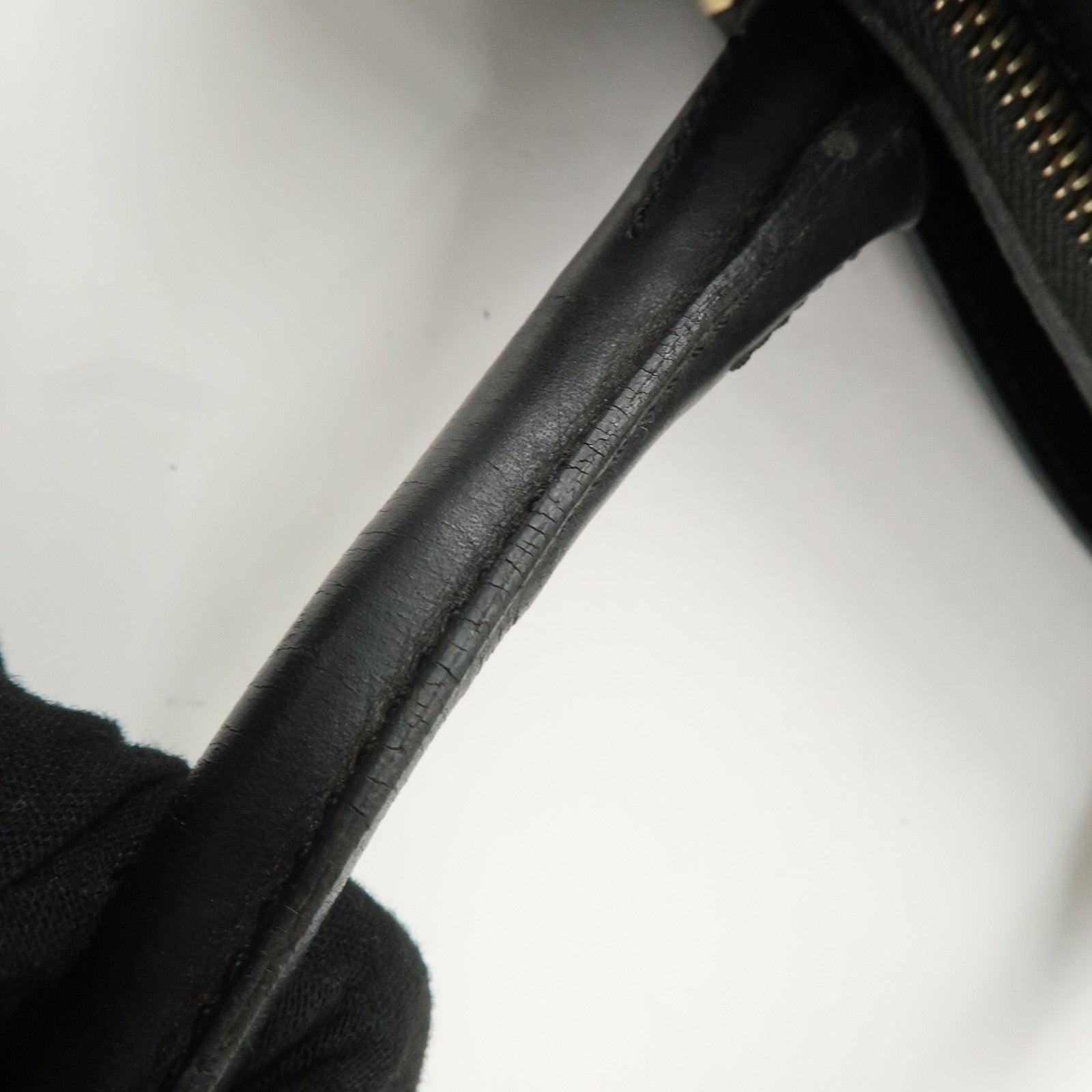 CELINE Macadam PVC Leather Boston Bag Hand Bag Brown Used