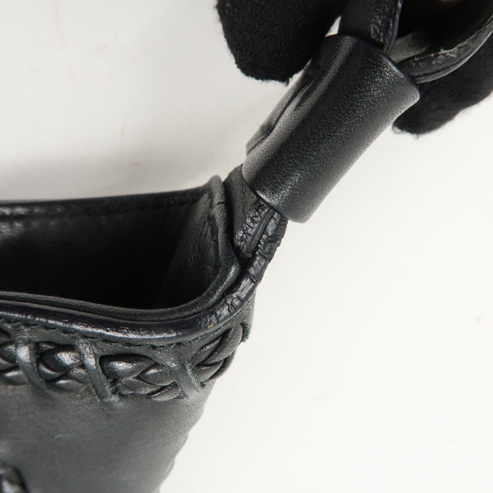 Ferragamo Gancini Leather Shoulder Bag Hand Bag Black Used