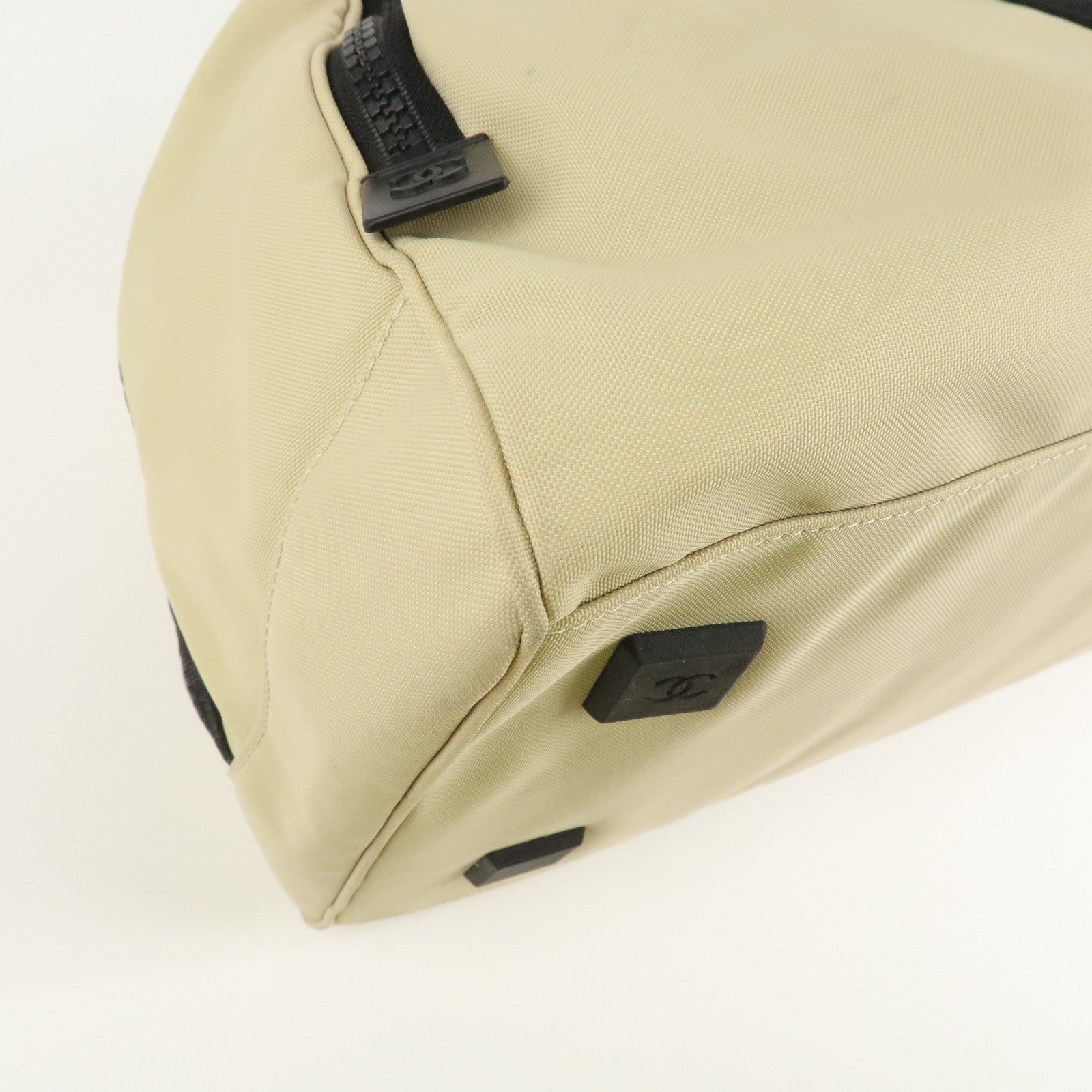 CHANEL Chanel Sport Nylon Boston Bag Beige Black A19977 Used