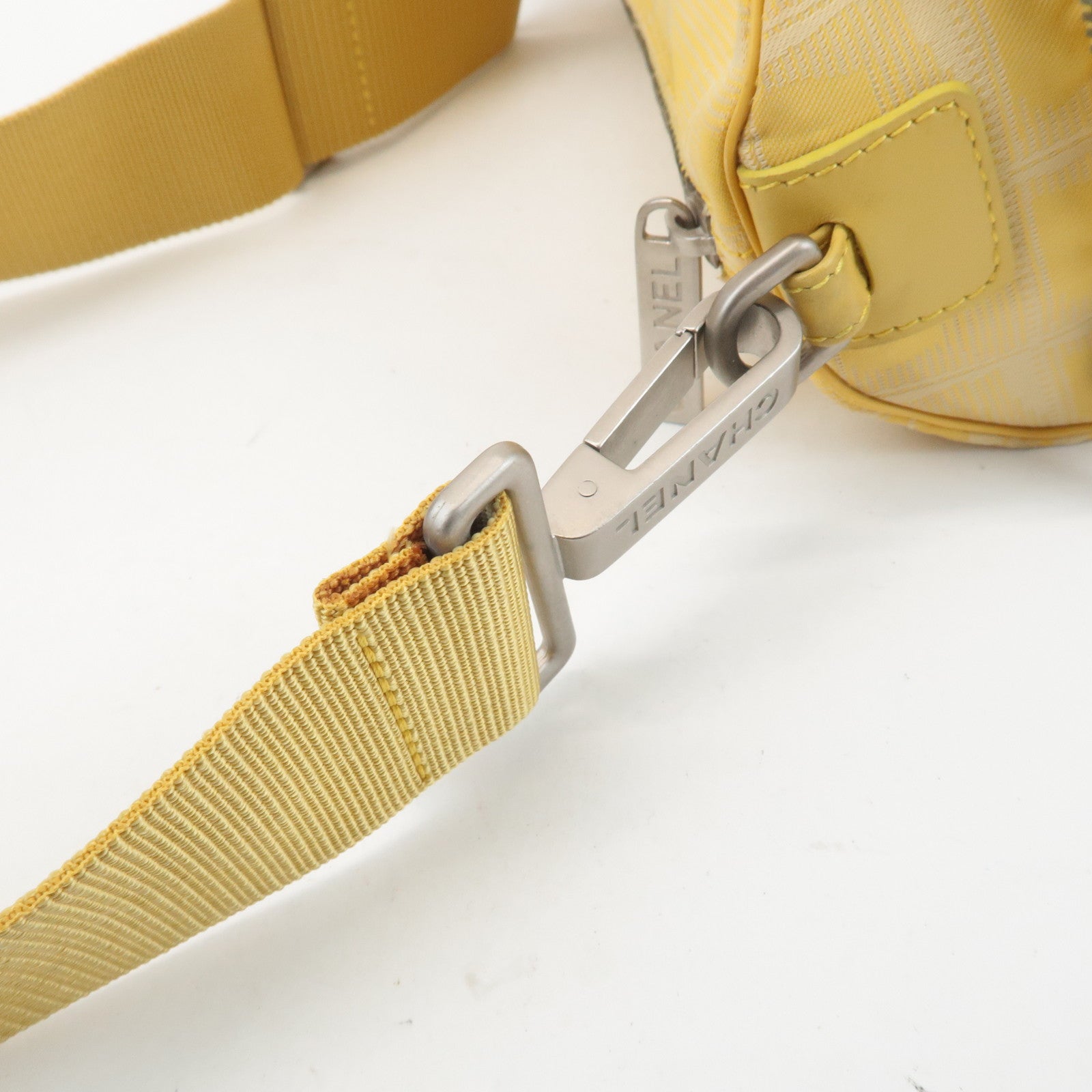 CHANEL New Travel Line Nylon Jacquard Leather Shoulder Bag A17669 Used