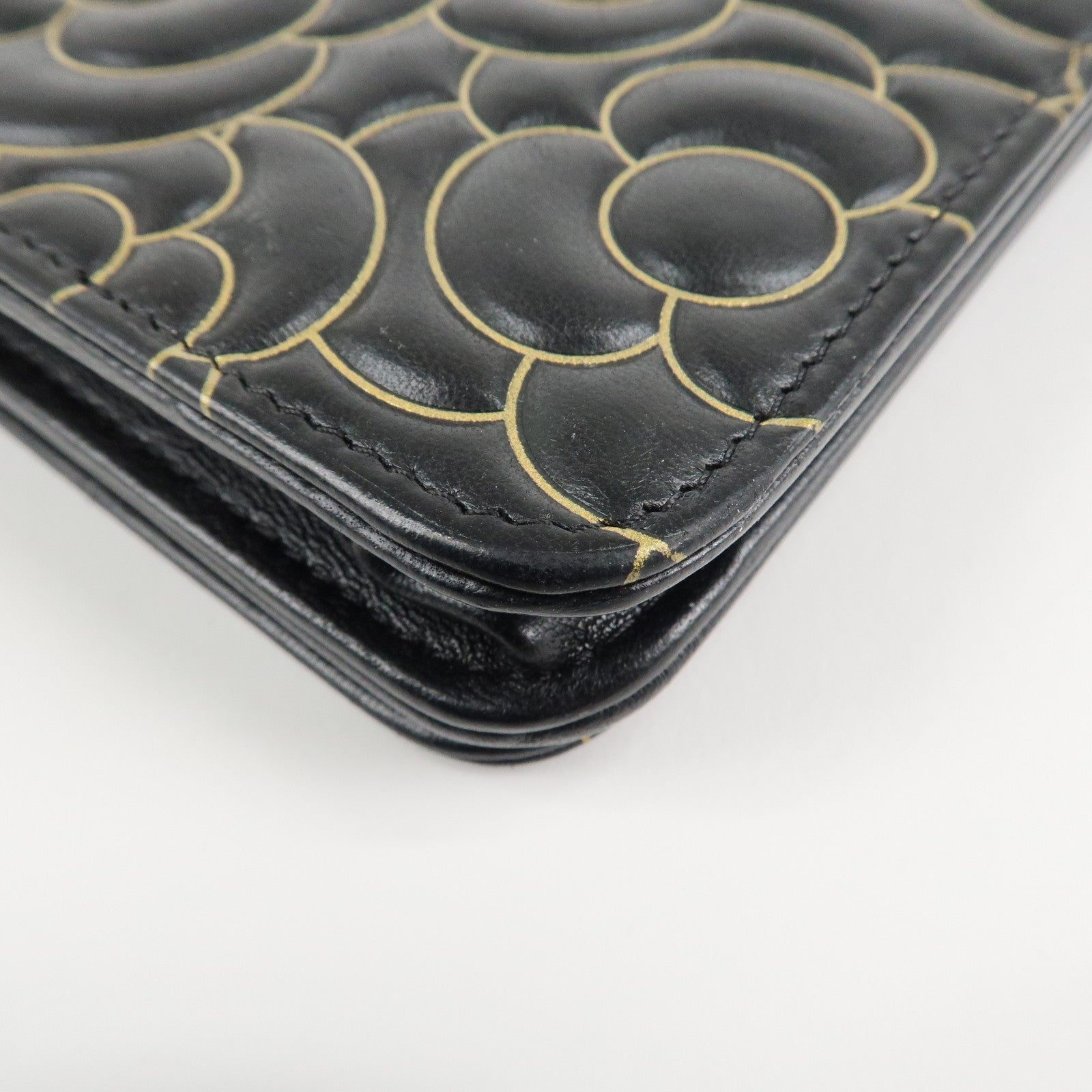 CHANEL Camellia Lamb Skin Chain Wallet Shoulder Bag A82336 Used