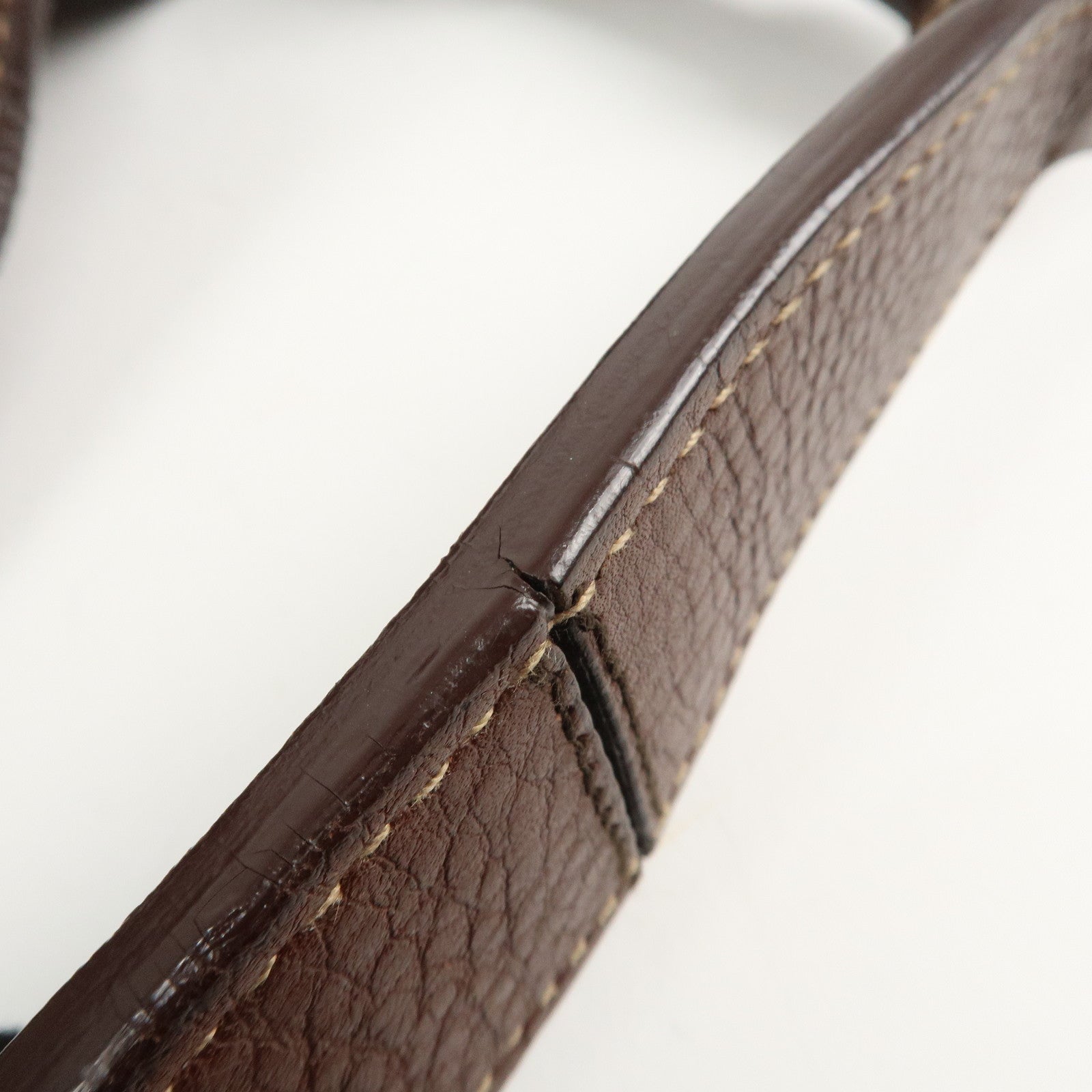 PRADA Leather Shoulder Bag Brown BR3408 Used