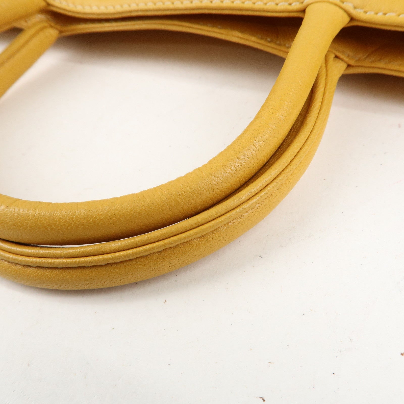 LOEWE Anagram Nappa Aire Leather Tote Bag Shoulder Bag Yellow Used