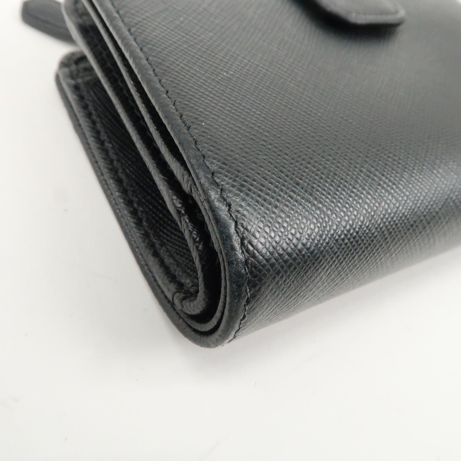 PRADA Saffiano Leather Bi-Fold Wallet Purse Black 1ML225 Used