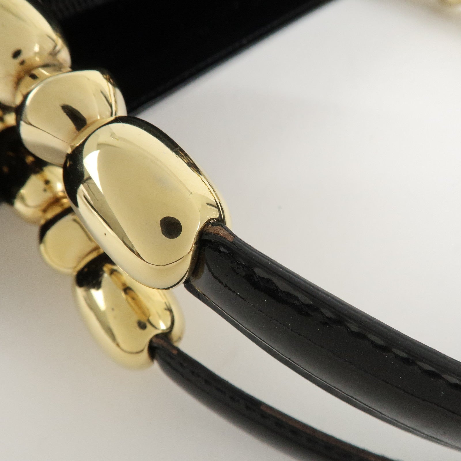 Christian Dior Maris Pearl Patent Leather Tote Bag Black Used