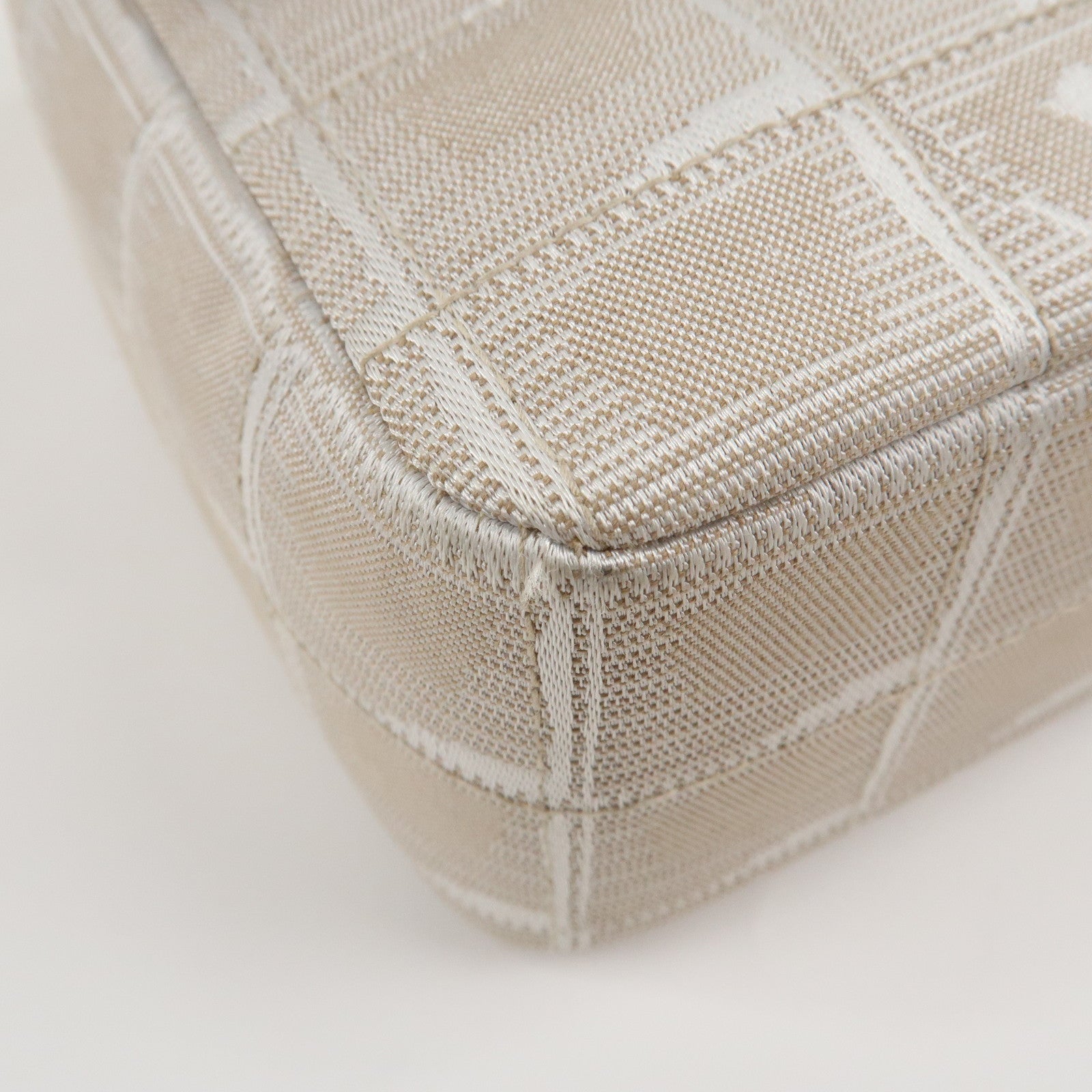 CHANEL Travel Line Chocolate Bar Nylon Jacquard Chain Bag A15285 Used