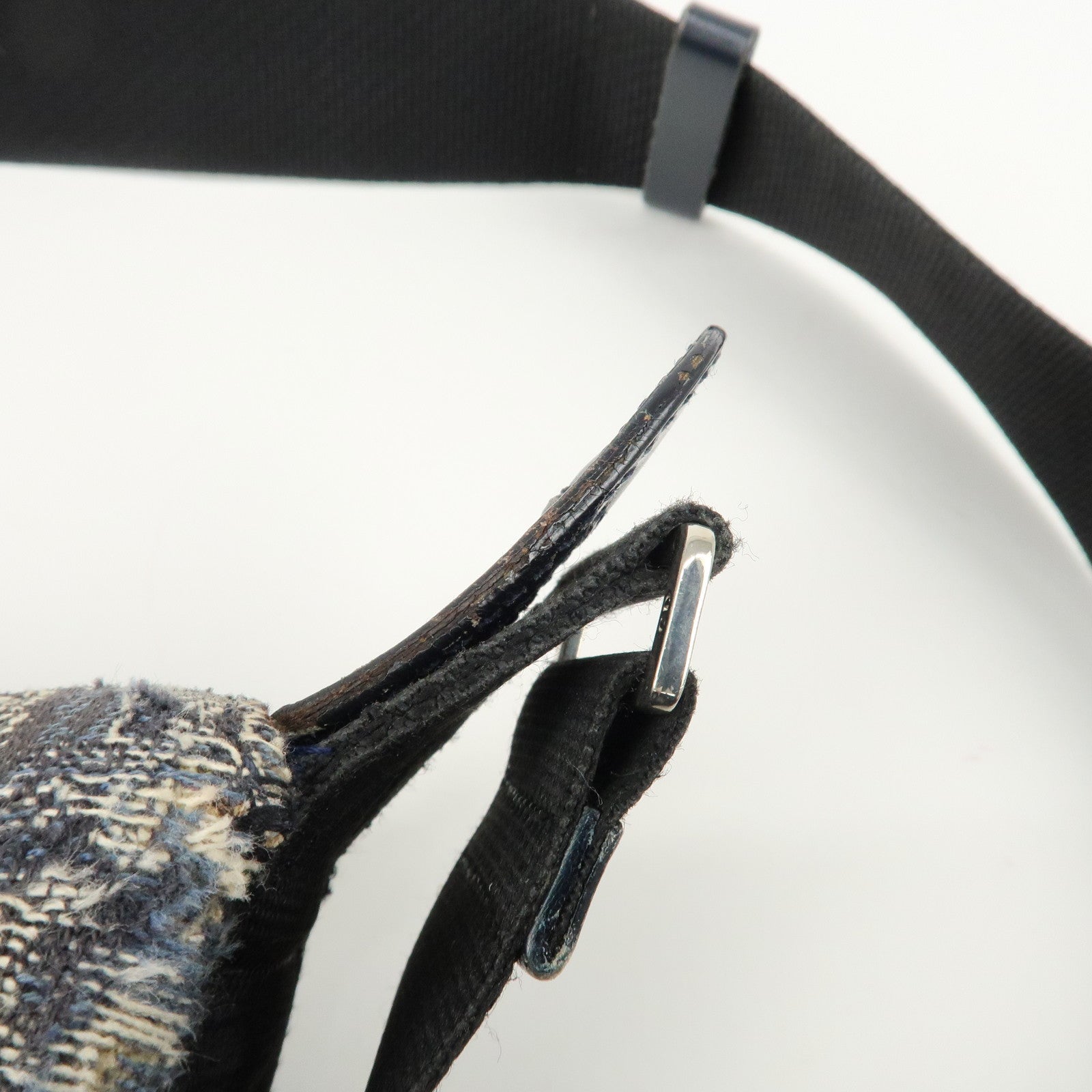 Christian Dior Trotter Canvas Leather Shoulder Bag  Navy White Used