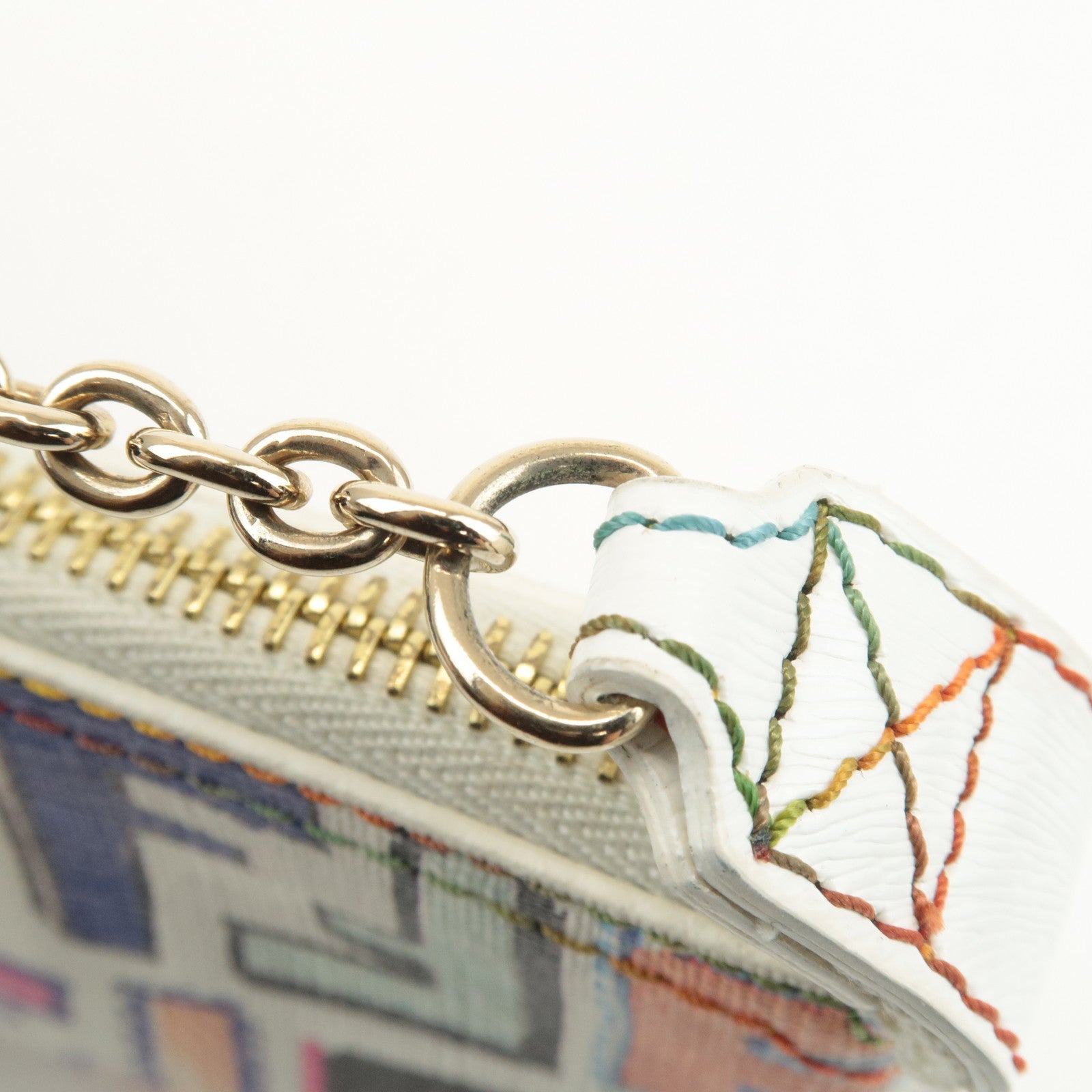 FENDI Zucca Print PVC Chain Accessory Pouch Multicolor 8BR592 Used