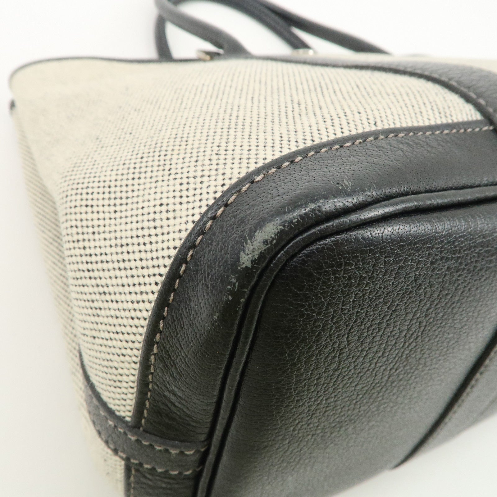 HERMES Toile Ash Buffle Garden Party TPM Stamped Tote Bag Natural Used