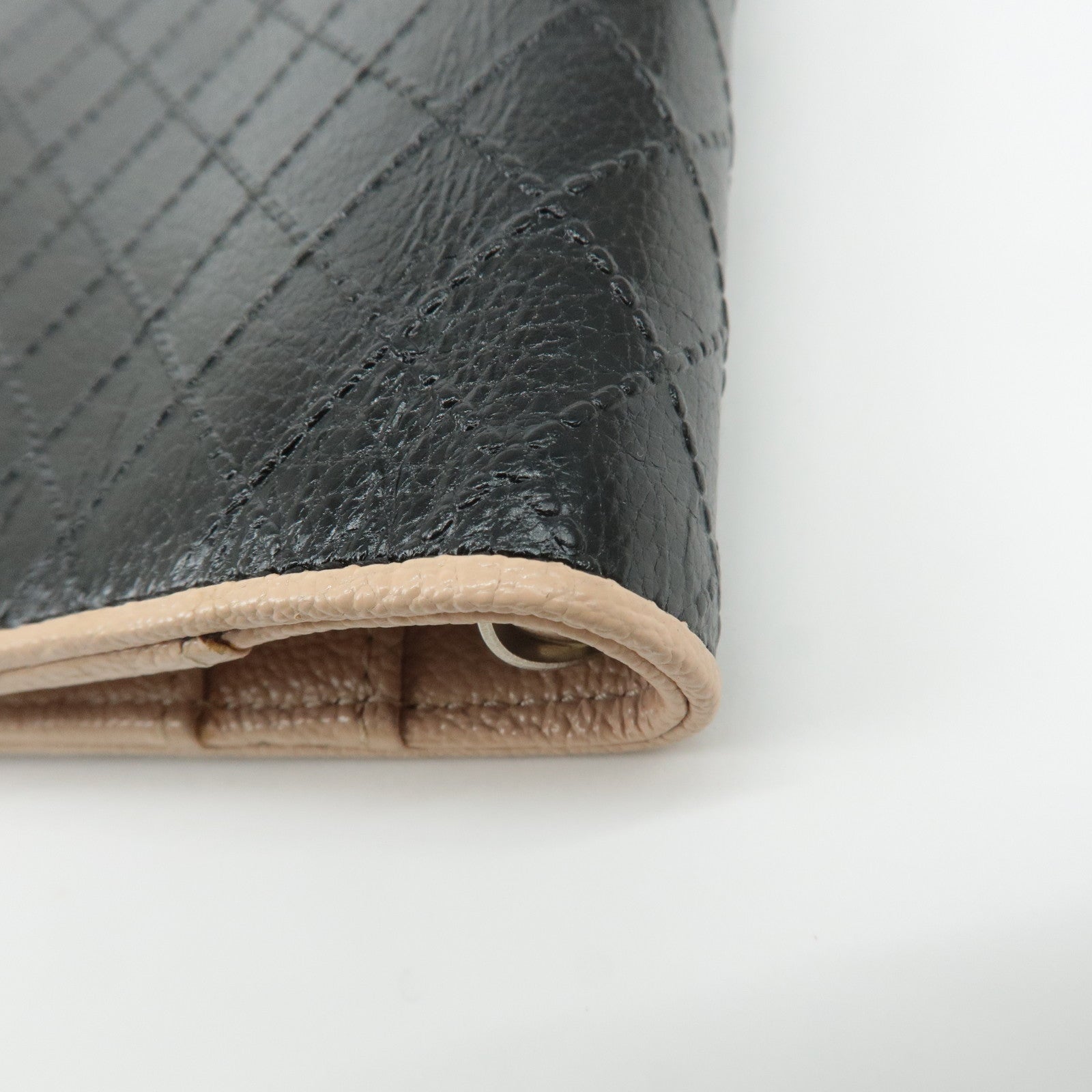 CHANEL COCO Mark Bicolore Leather Agenda Cover Black Pink Used