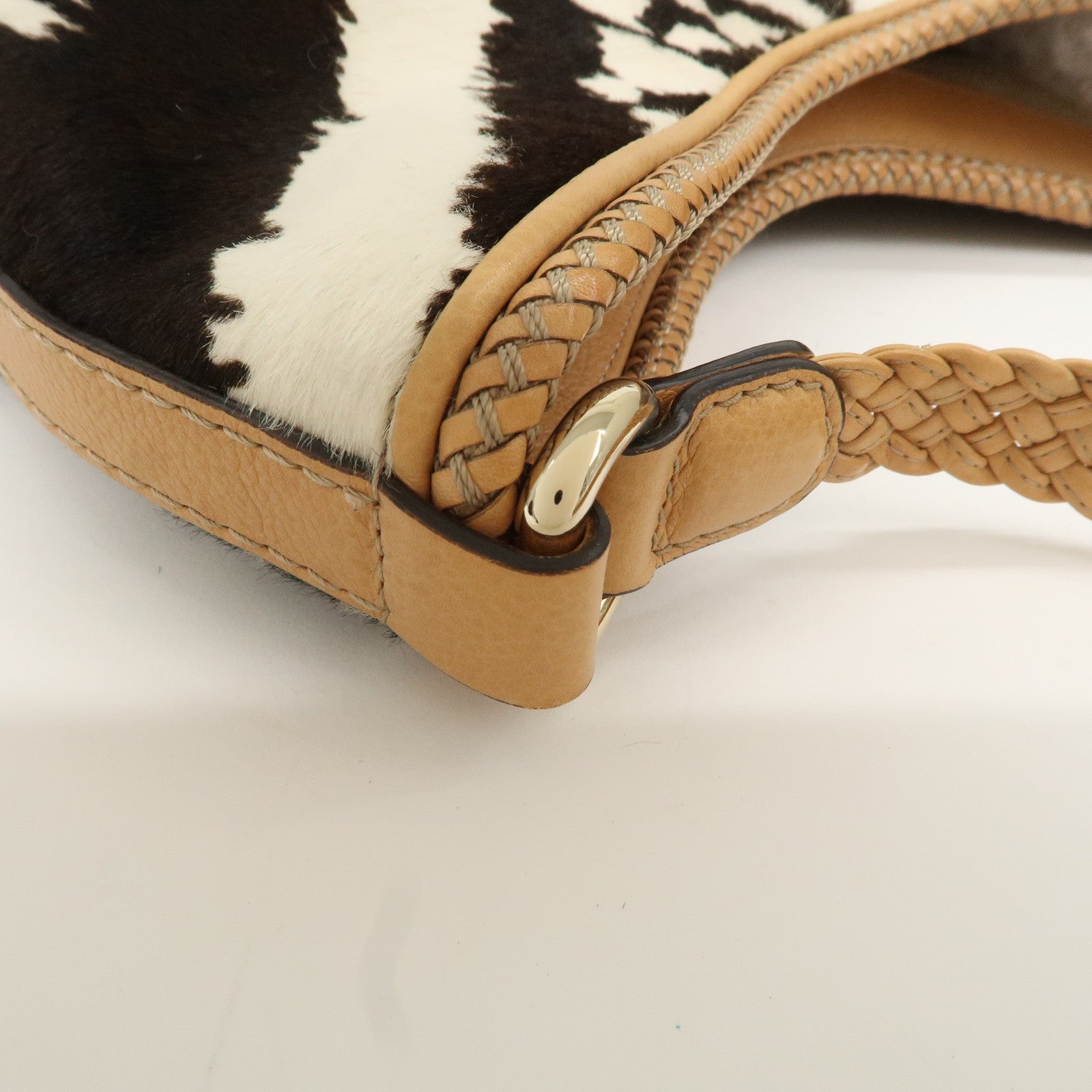 GUCCI Haraco Leather One Shoulder Bag Zebra 257026 Used