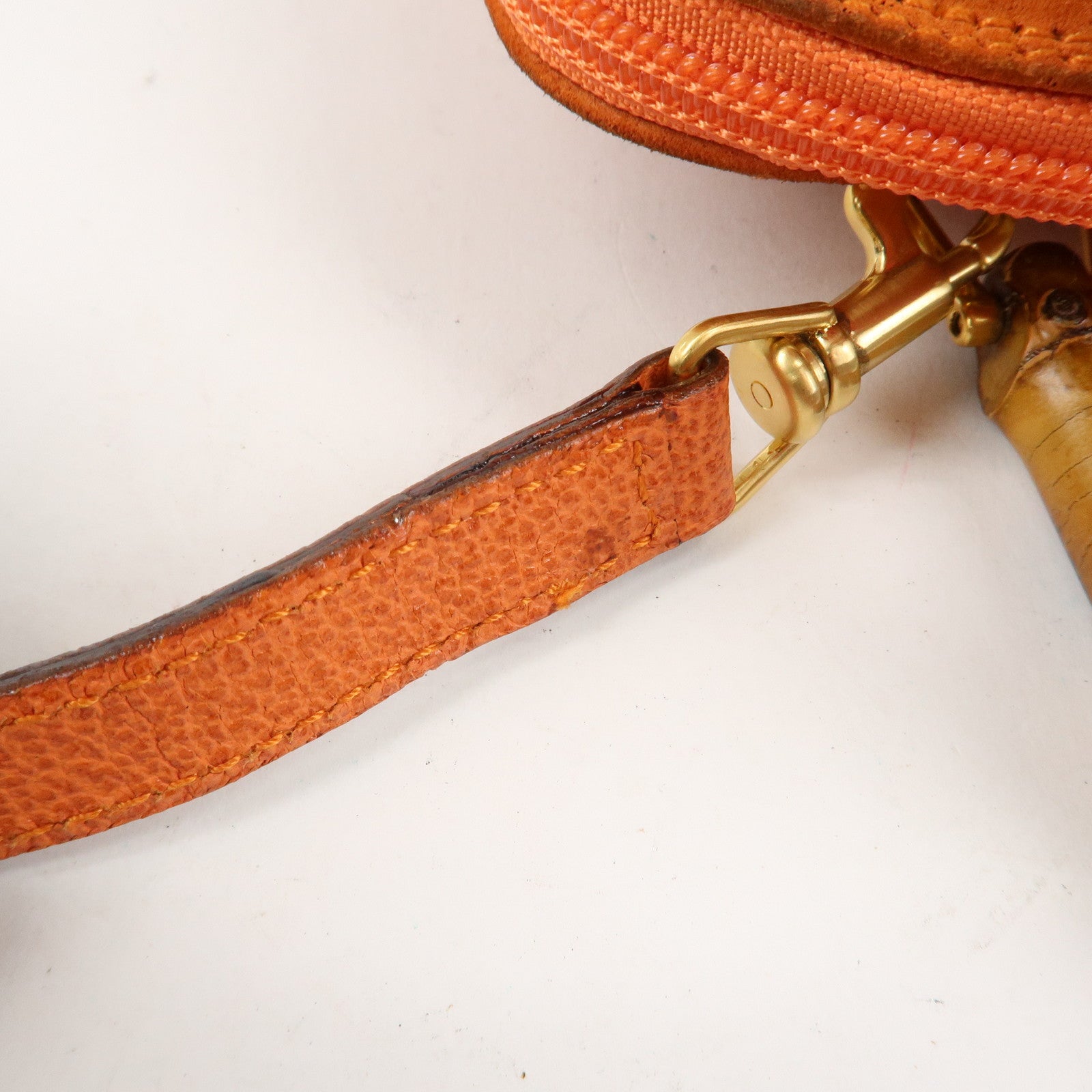 GUCCI Bamboo Suede Leather 2WAY Bag Orange 000.2296.0290 Used