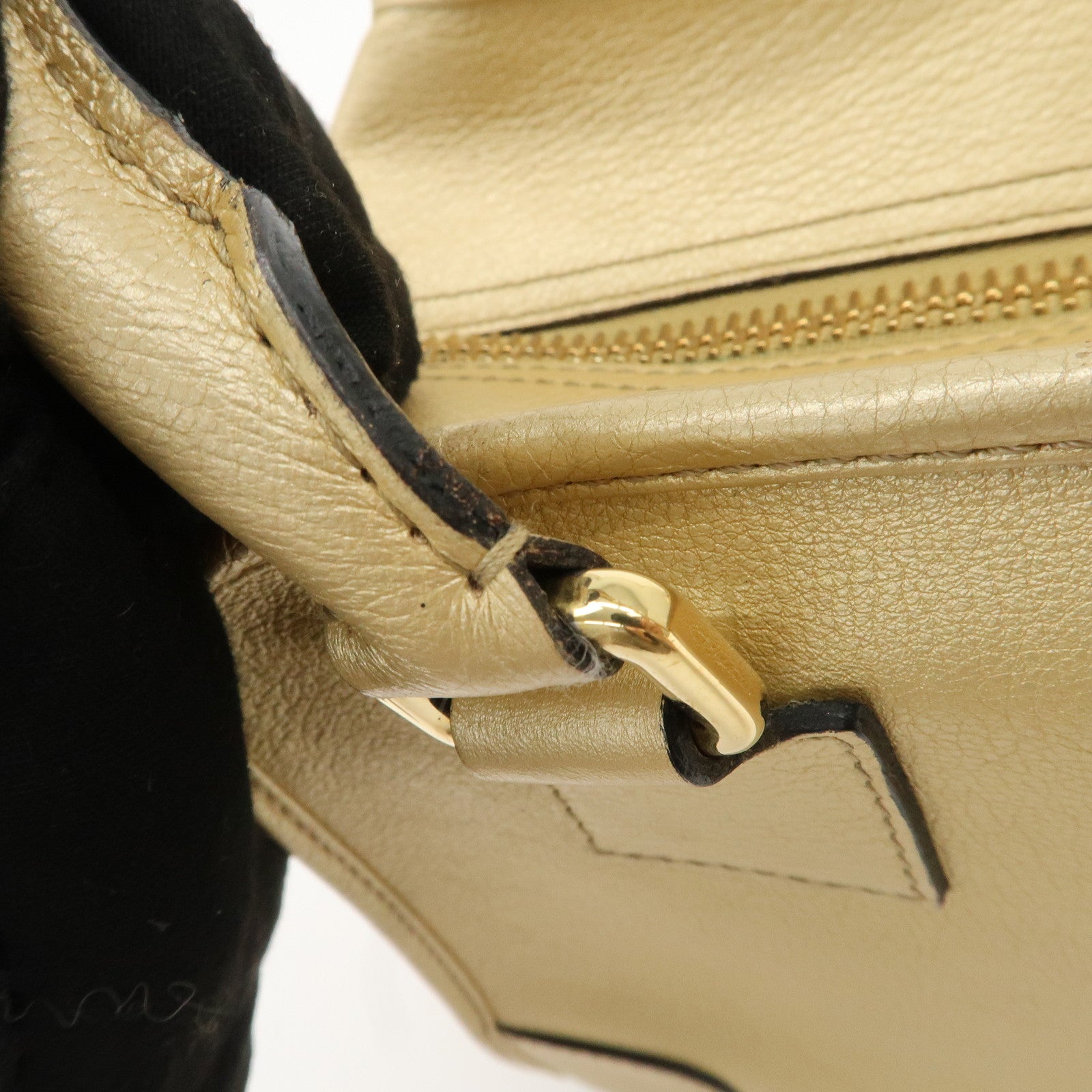 LOEWE Anagram Leather Amazona 28 Hand Bag Gold Used