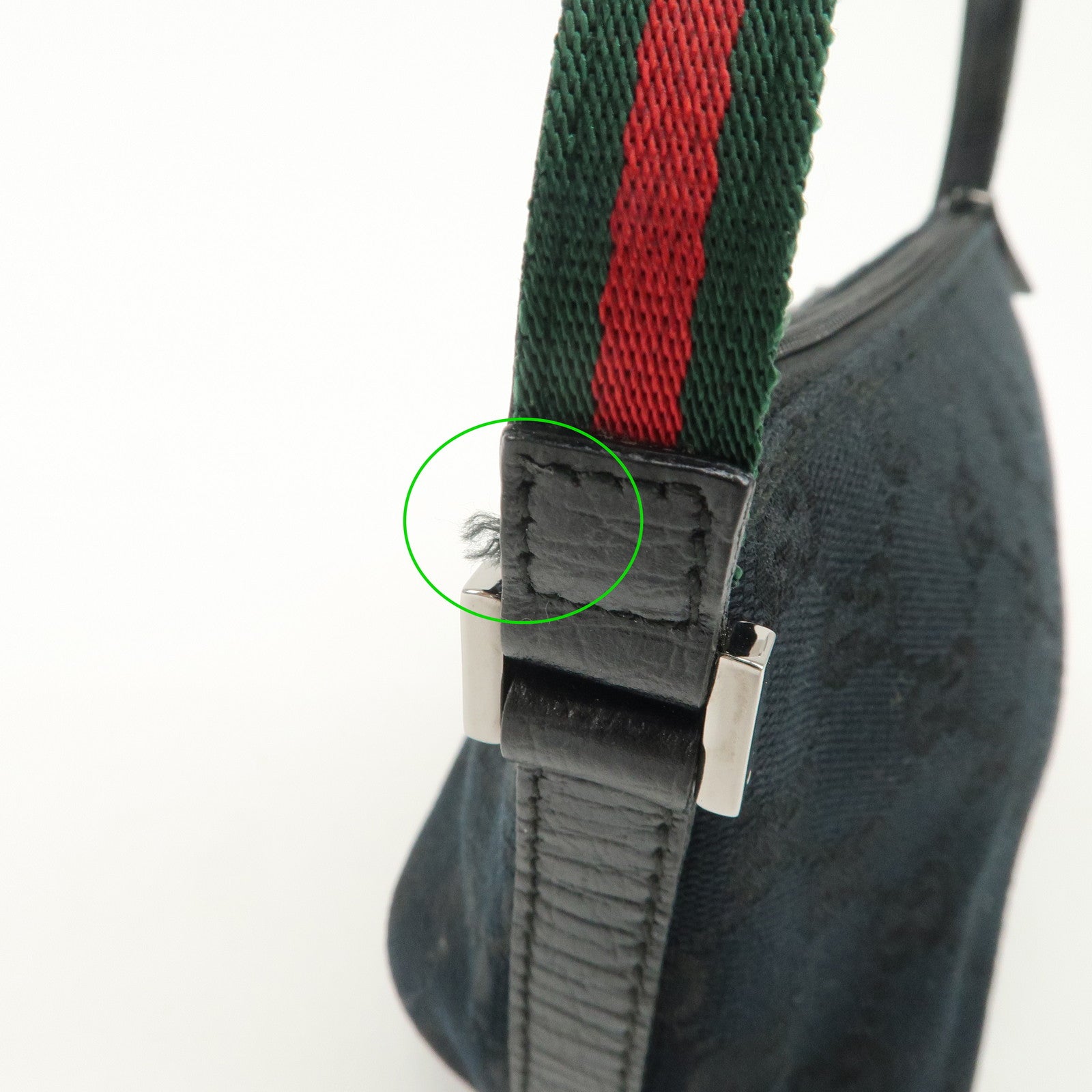 GUCCI Sherry GG Canvas Leather Hand Bag Accessorie Pouch 141809 Used