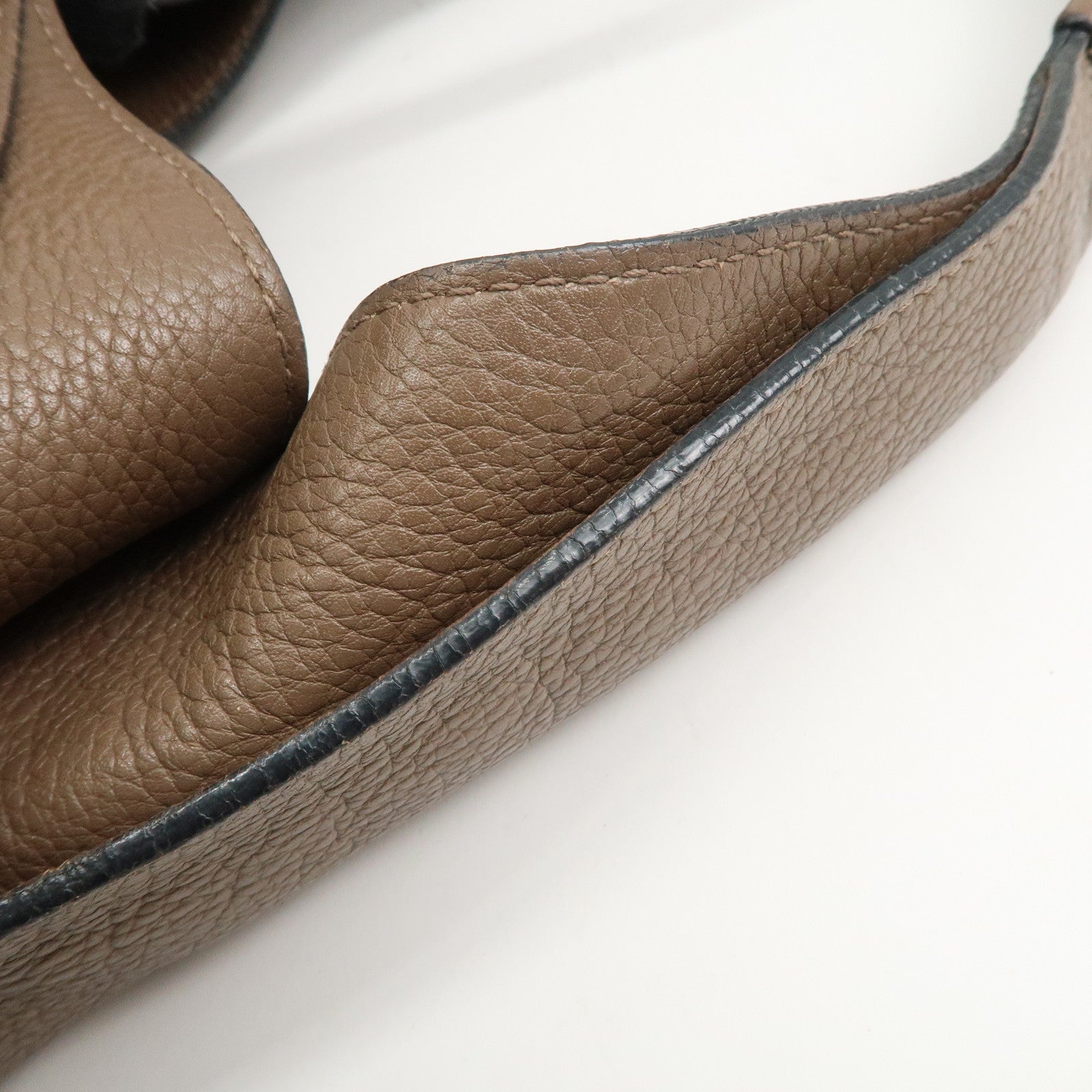 LOEWE Anagram Leather Dunas Shoulder Bag Brown Used