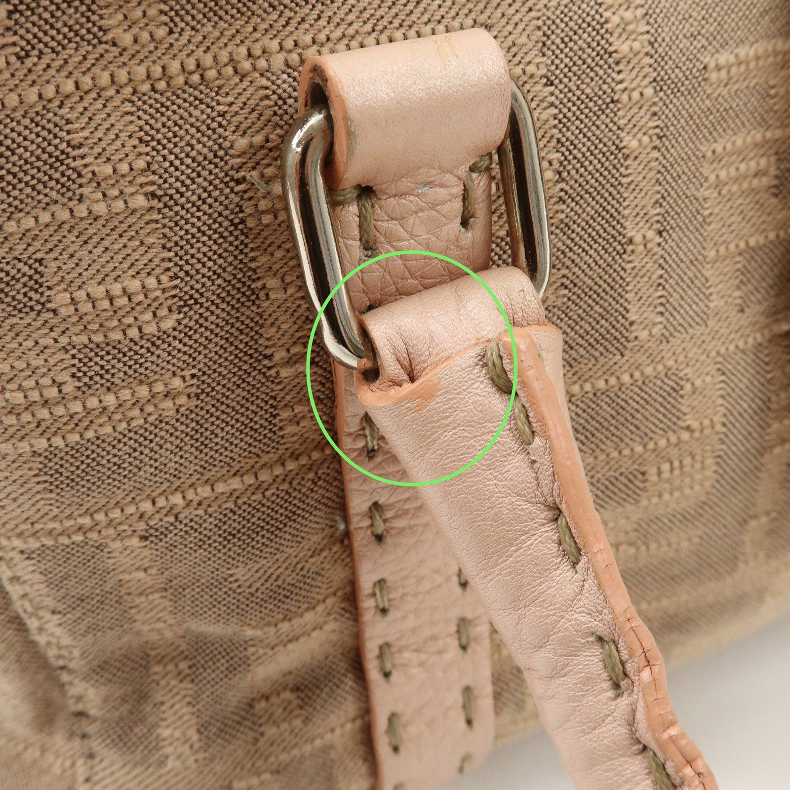 FENDI Zucca Selleria Leather Mini Linda Hand Bag Pink 8BR486 Used