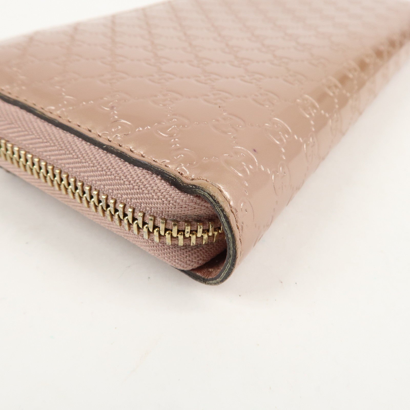 GUCCI Micro Guccissima Patent Leather Zippy Long Wallet 258406 Used