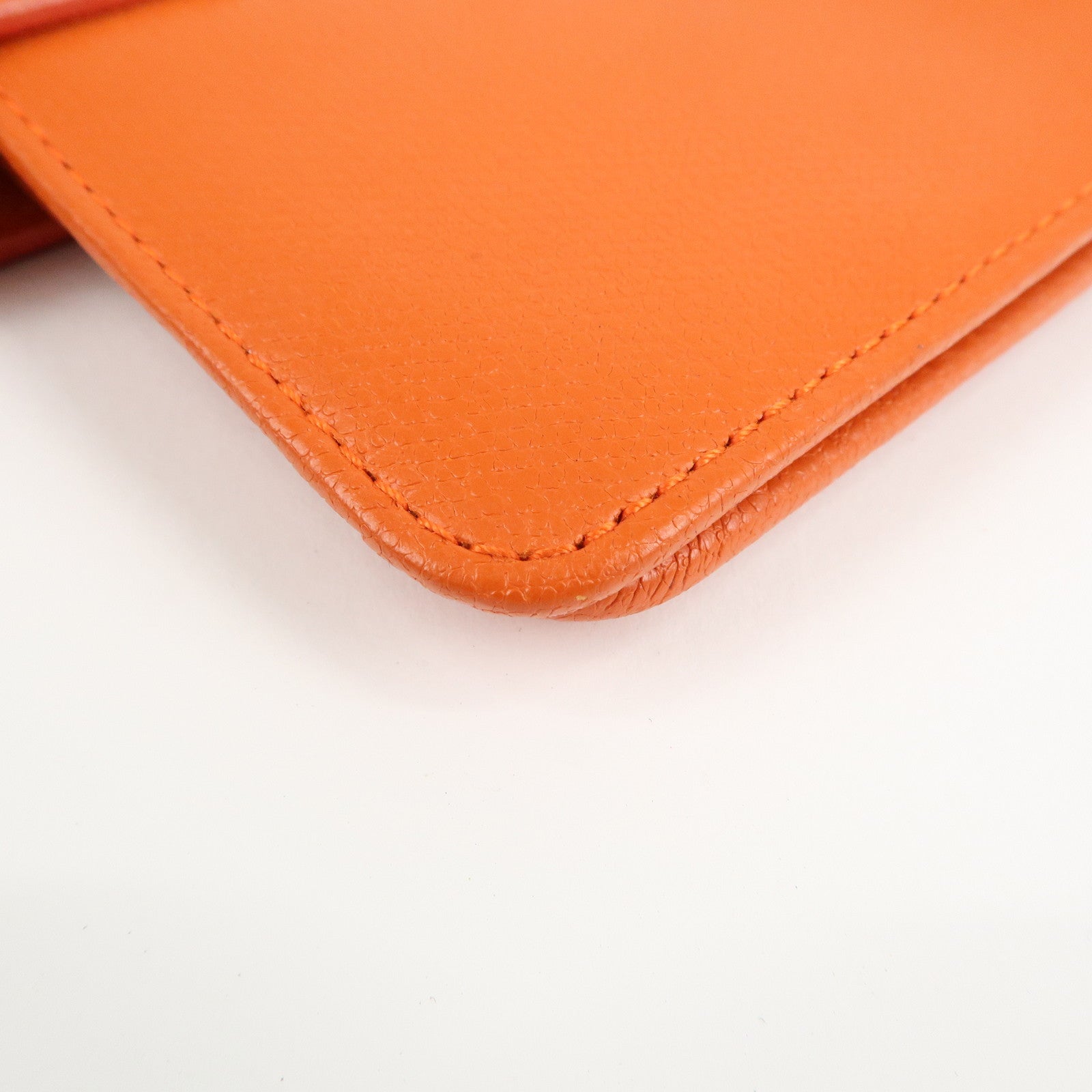 CHANEL Leather Planner Cover Orange Gold Hardware Used