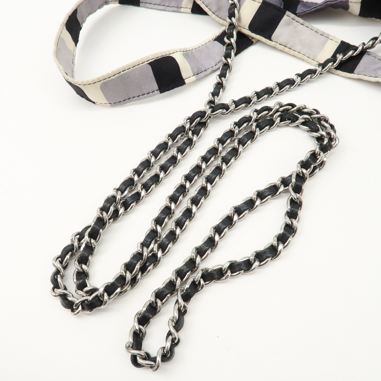 CHANEL Matelasse Cotton Jersey Lambskin Chain Shoulder Bag Eco Bag Used