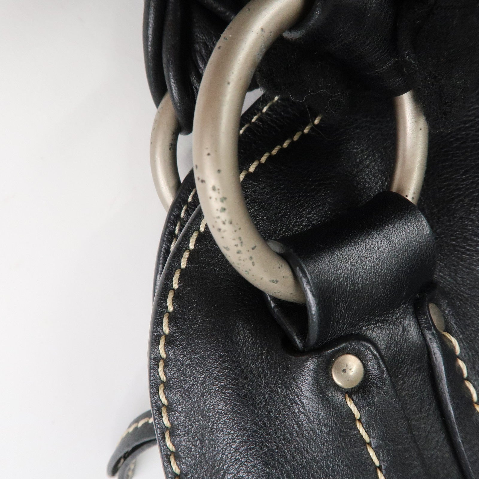 CELINE Leather Bitter Sweet Macadam Engraved Shoulder Bag Used