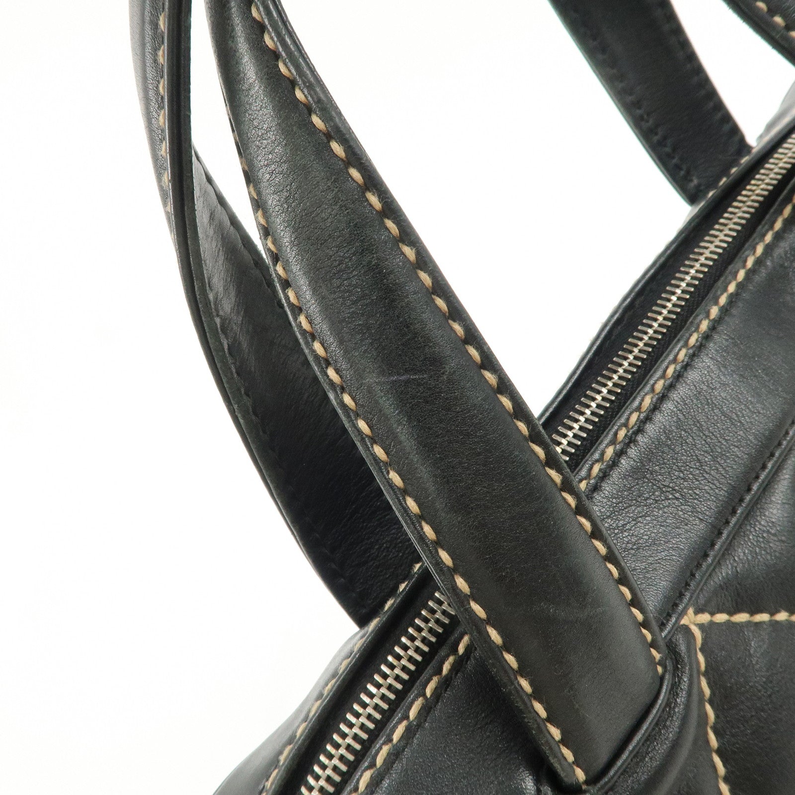 CHANEL Wild Stitch Lamb Skin COCO Mark Hand Bag Black A14692 Used