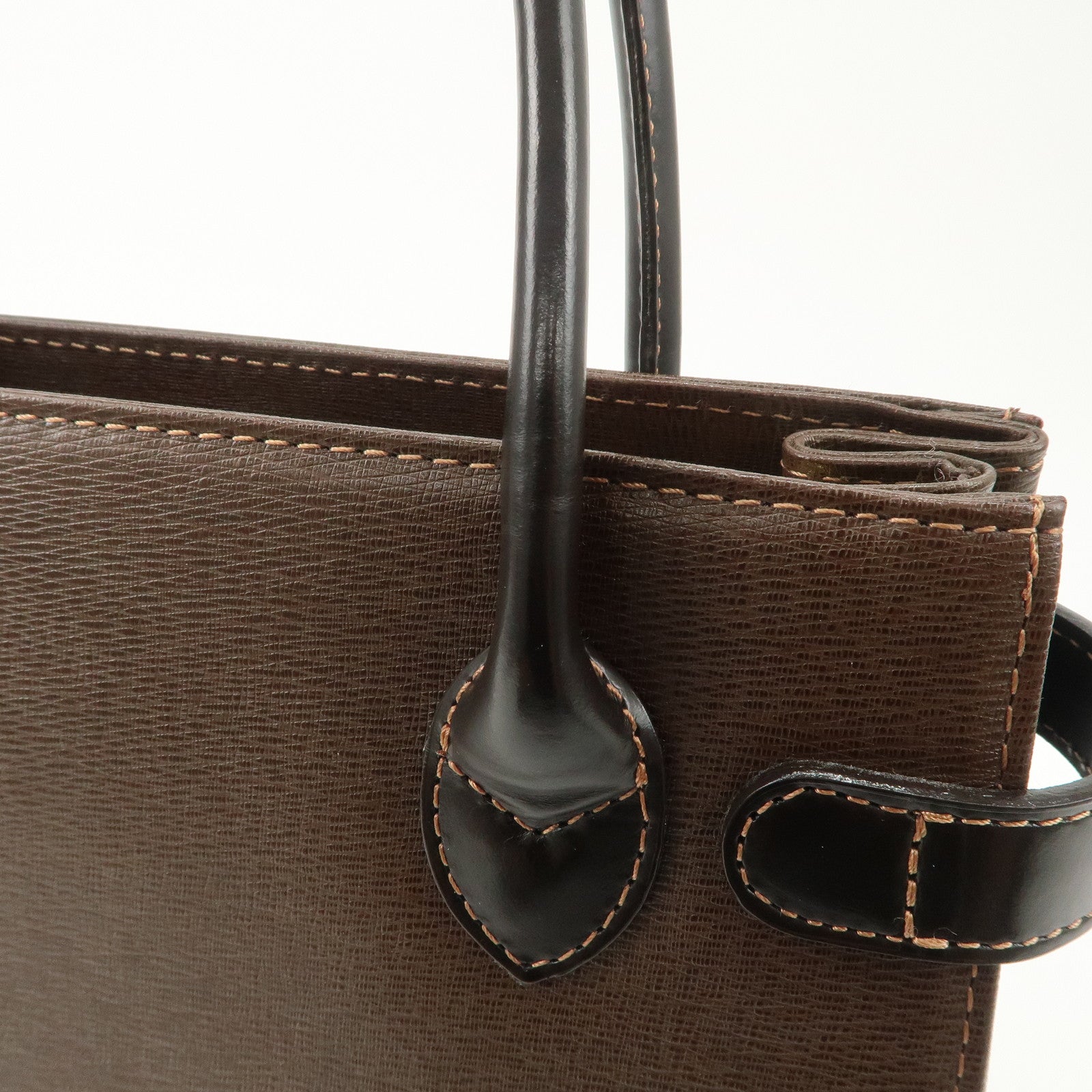 BURBERRY Leather Tote Bag Hand Bag Brown Used