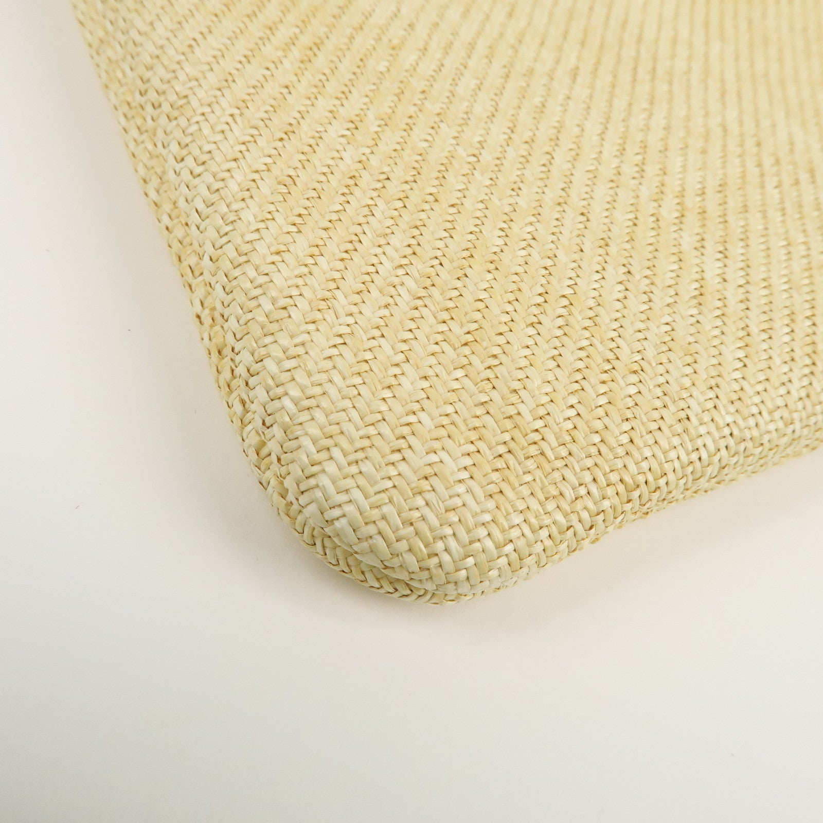 CHANEL Deauville Straw Clutch Bag Pouch Yellow A80117 Used