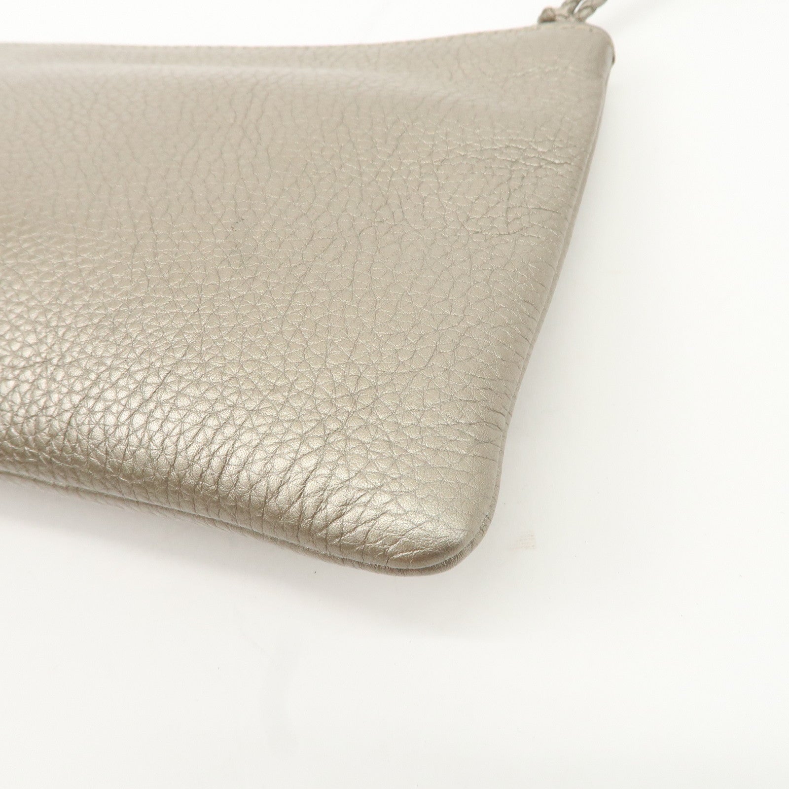 GUCCI Bamboo Leather Tassel Pouch Champaigne Beige 376854 Used