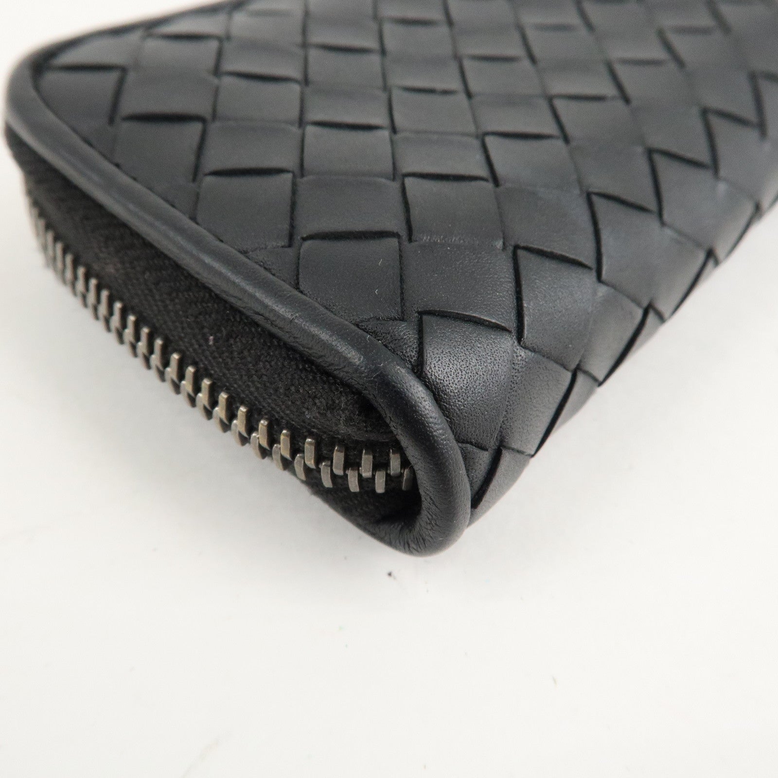 BOTTEGA VENETA Intrecciato Leather Round Zipper Coin Purse 473010 Used