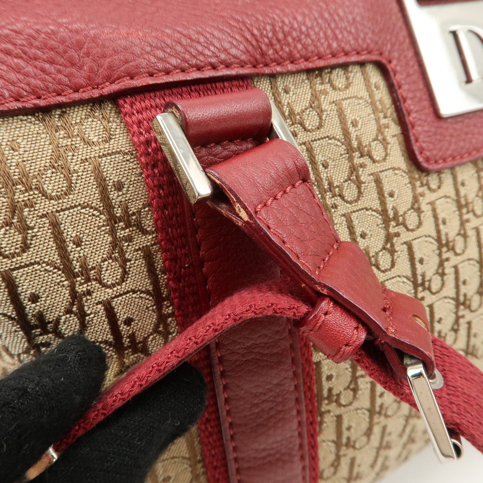 Christian Dior Street Chic Trotter Canvas Leather Boston Bag Used