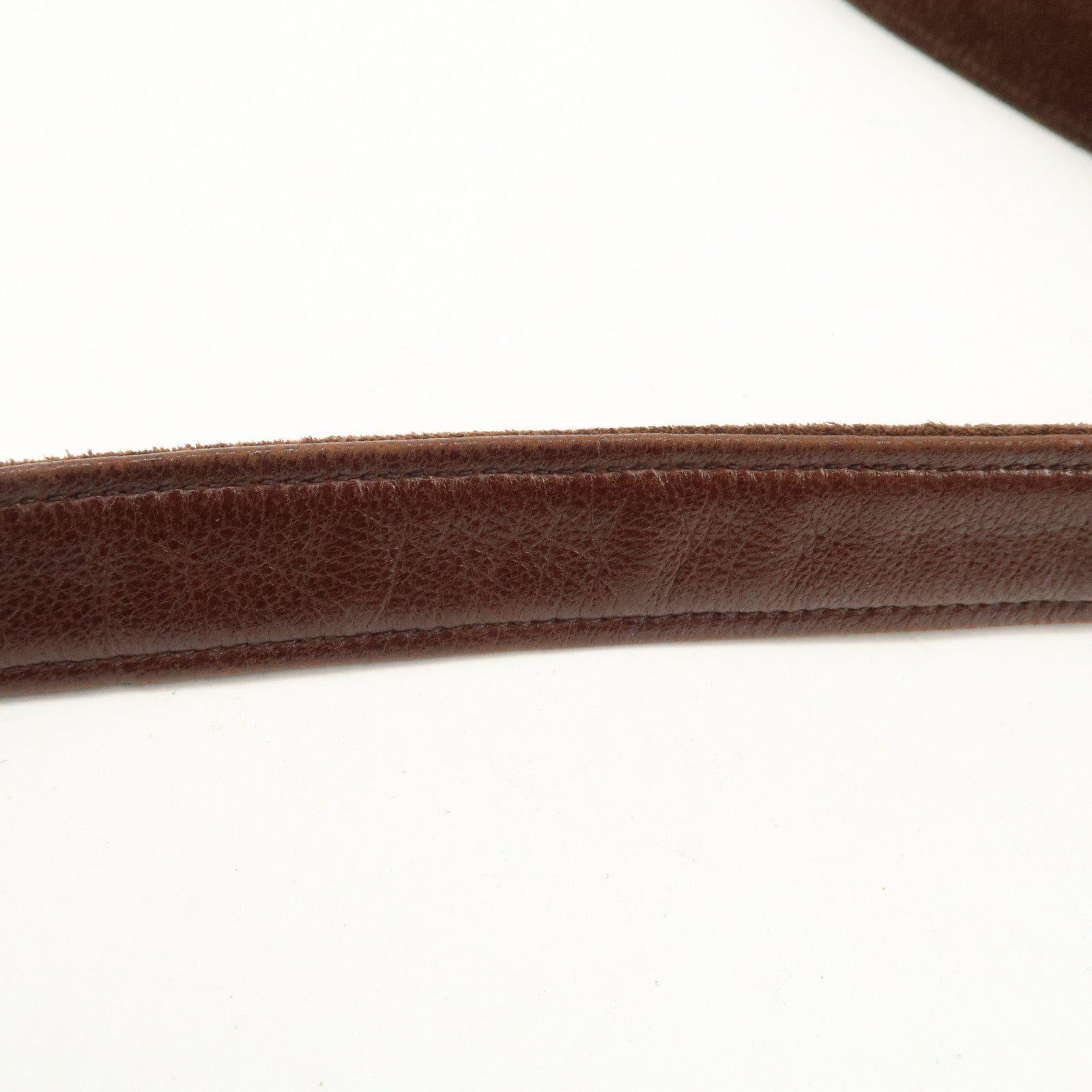 CHANEL Triple COCO Mark Suede Shoulder Bag Brown Silver Used