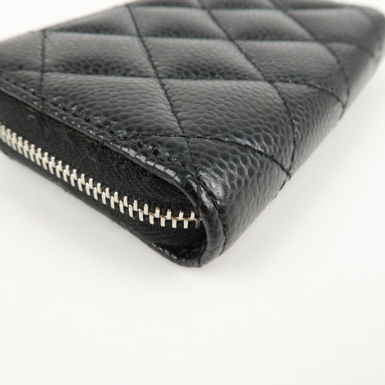 CHANEL Matelasse Caviar Skin Around Zipper Coin Case Black AP0216 Used