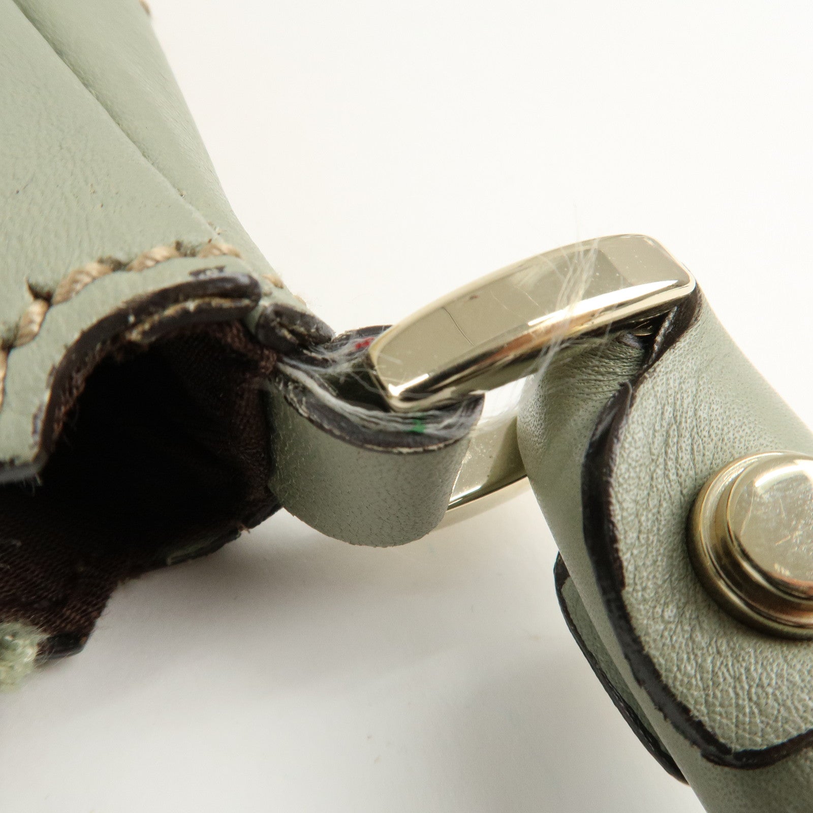 GUCCI Abbey GG Canvas Leather Shoulder Bag Beige Gold 189833 Used