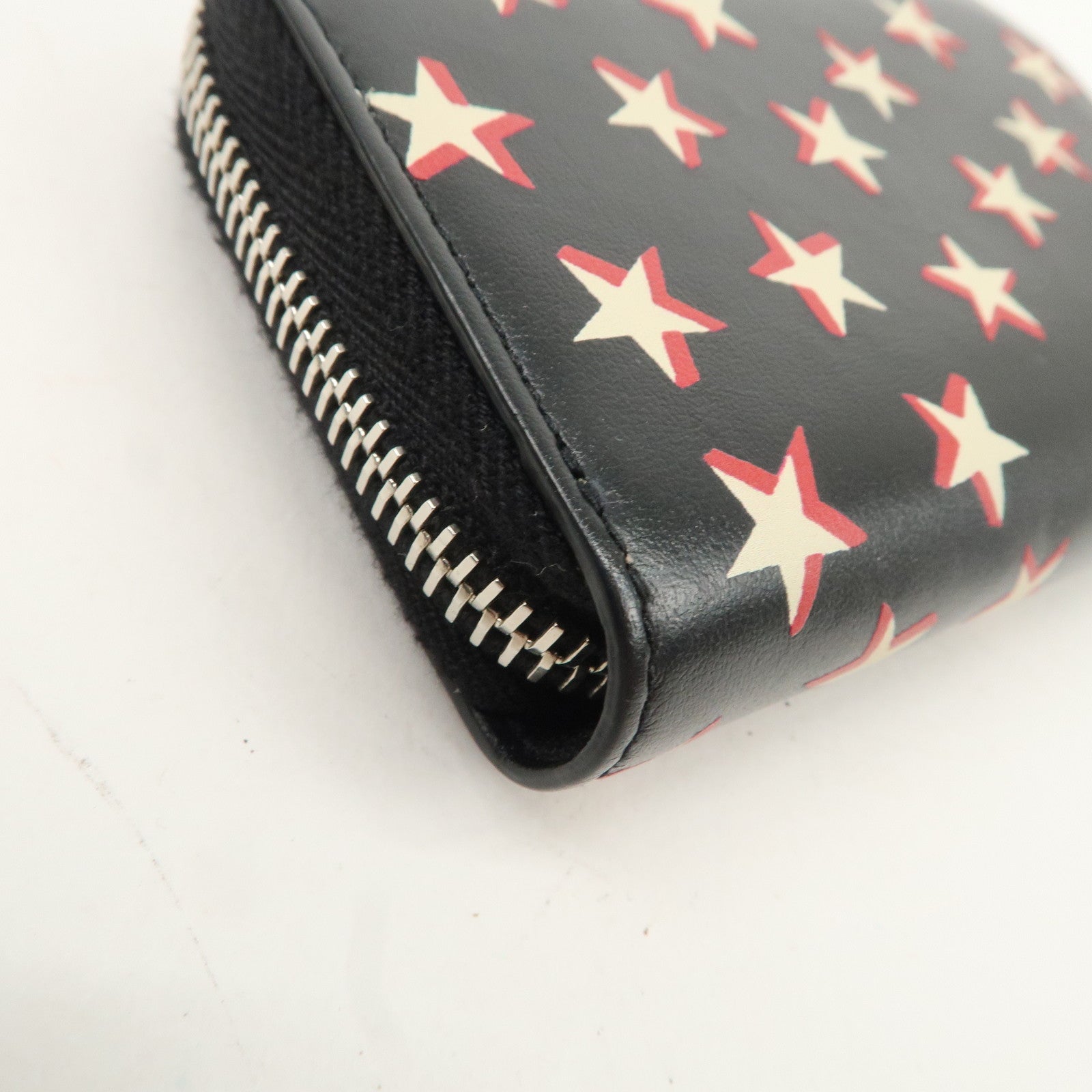 Saint Laurent Paris Leather Coin Case Case Star Print Black Used