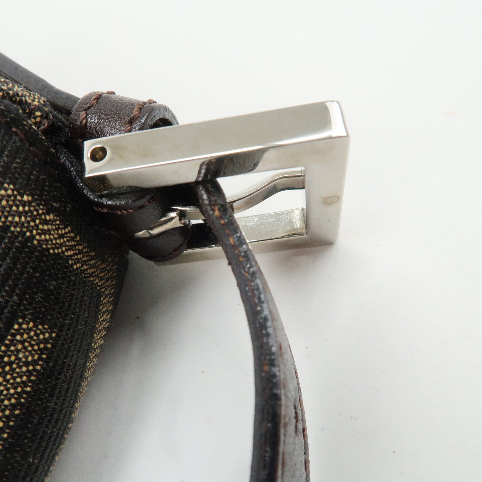 FENDI Mamma Baguette Zucca Canvas Leather Shoulder Bag 26424 Used