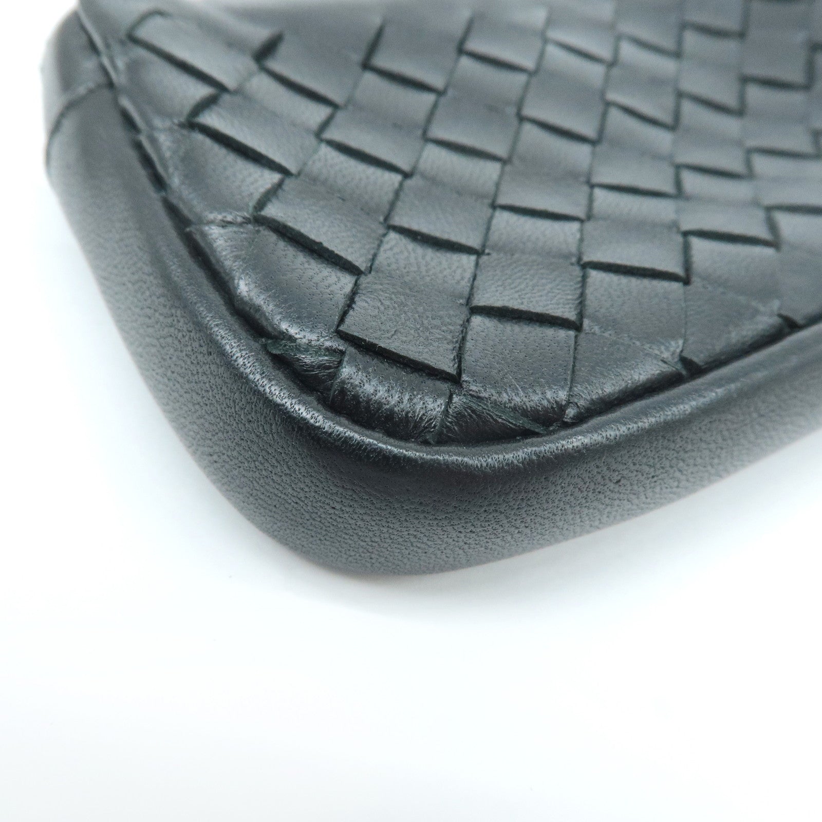BOTTEGA VENETA Intrecciato Leather Coin Case Black 233808 Used