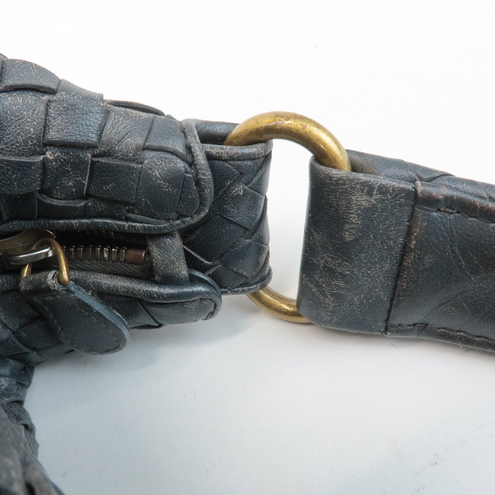 BOTTEGA VENETA Intrecciato Leather Shoulder Bag Gray 181347 Used