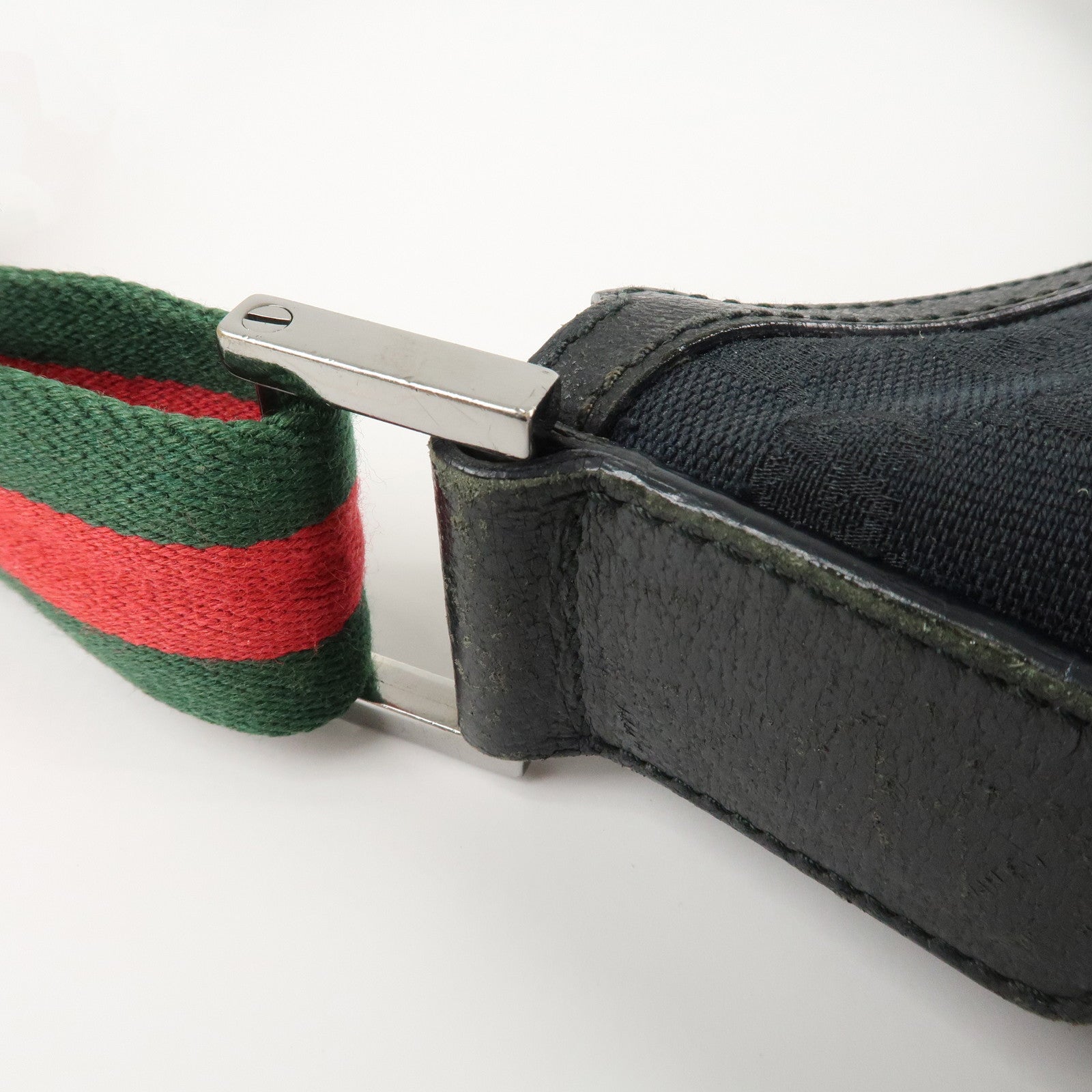 GUCCI Sherry GG Canvas Leather Shoulder Bag Black 181092 Used