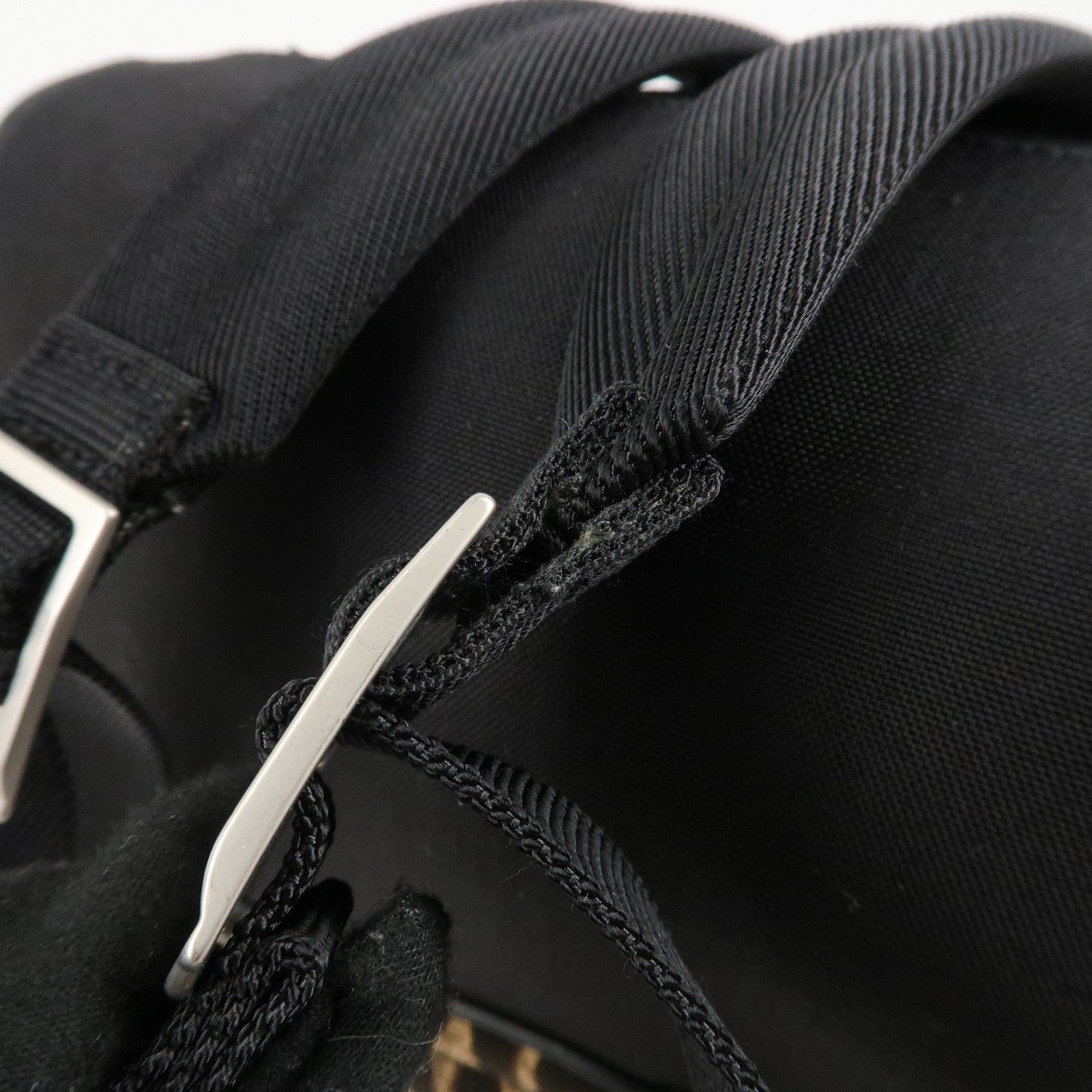 Saint Laurent Canvas Leather Back Pack Brown Beige Black Used